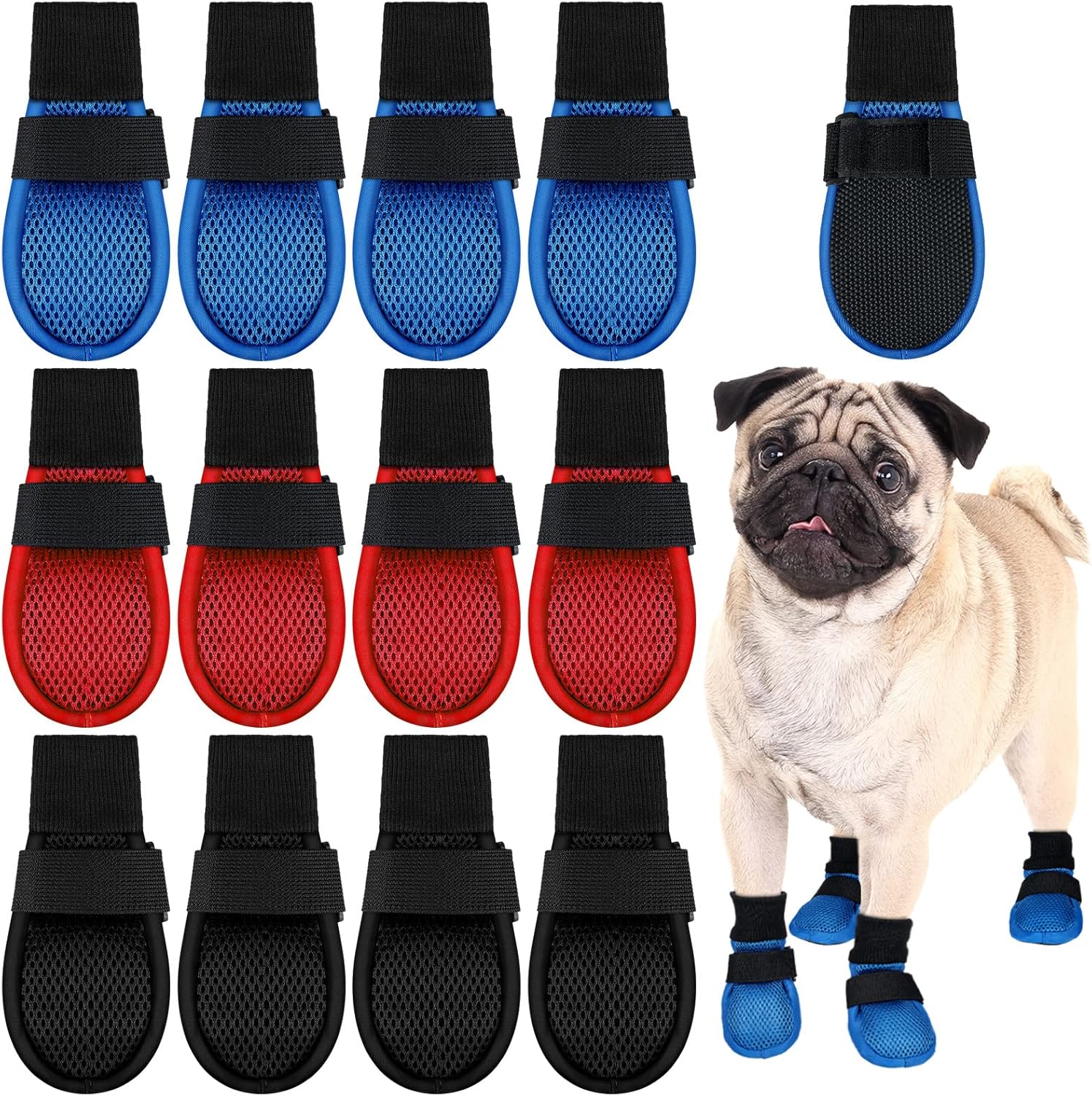 3 Pairs Summer Breathable Dog Booties Paw Protector Non