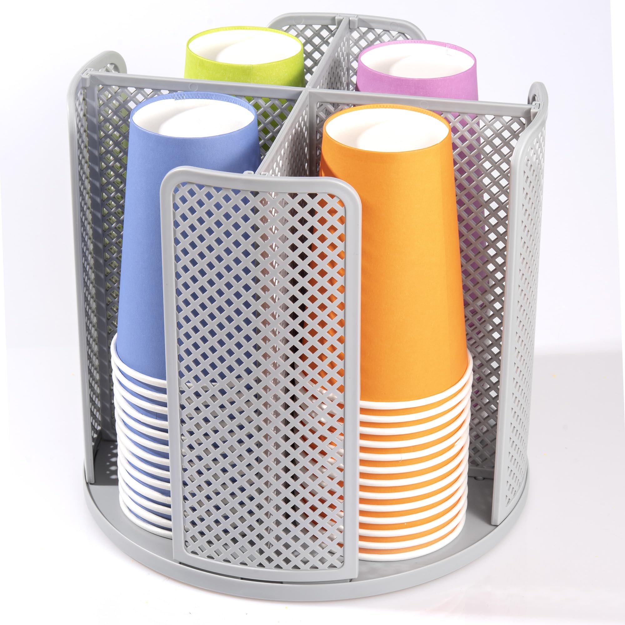 Photo 1 of ***BROKEN, SOLD FOR PARTS*** Wymulot Rotating Paper Cup Dispenser, Cup Holder with 4 Compartments, Disposable Coffee Cup Dispenser Removable, Plastic Cup Storage & Lid Holder for Countertops, Kitchen, Coffee Stations (Gray)
