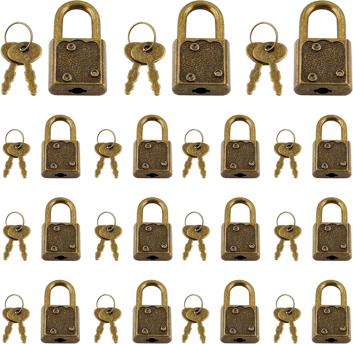 Piutouyar Mini Lock with Key, Small Luggage Lock, Little Padlock, Diary Lock, Bronze Lock, Vintage Lock, Antique Padlock for Suitcase, Schoolbag (15Pcs) - Image 2