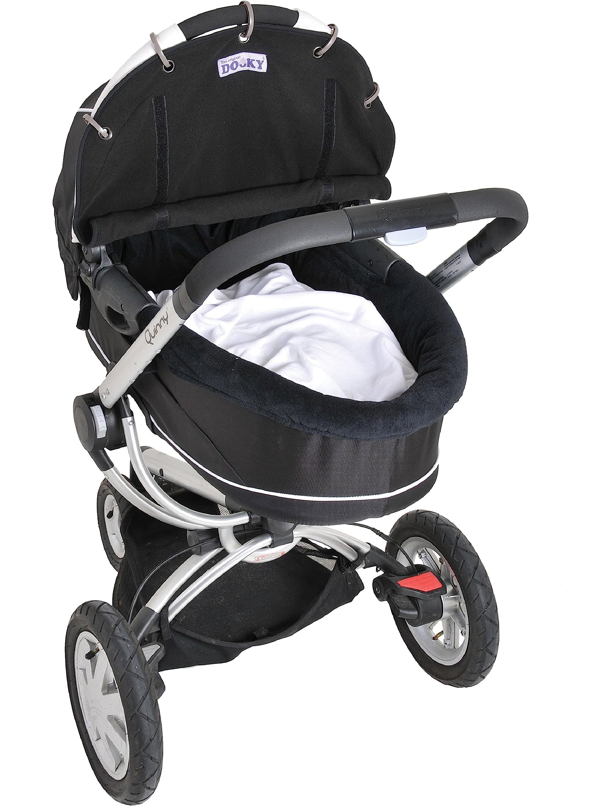 Dooky Sunshade for Baby Car Seat/ Pram/ Stroller/ Pushchair, Universal Fit, Protects from Sun, Wind and Light Rain, UPF 50+ UV Protection, Easy to Install and Wash, Plain Black — view 7