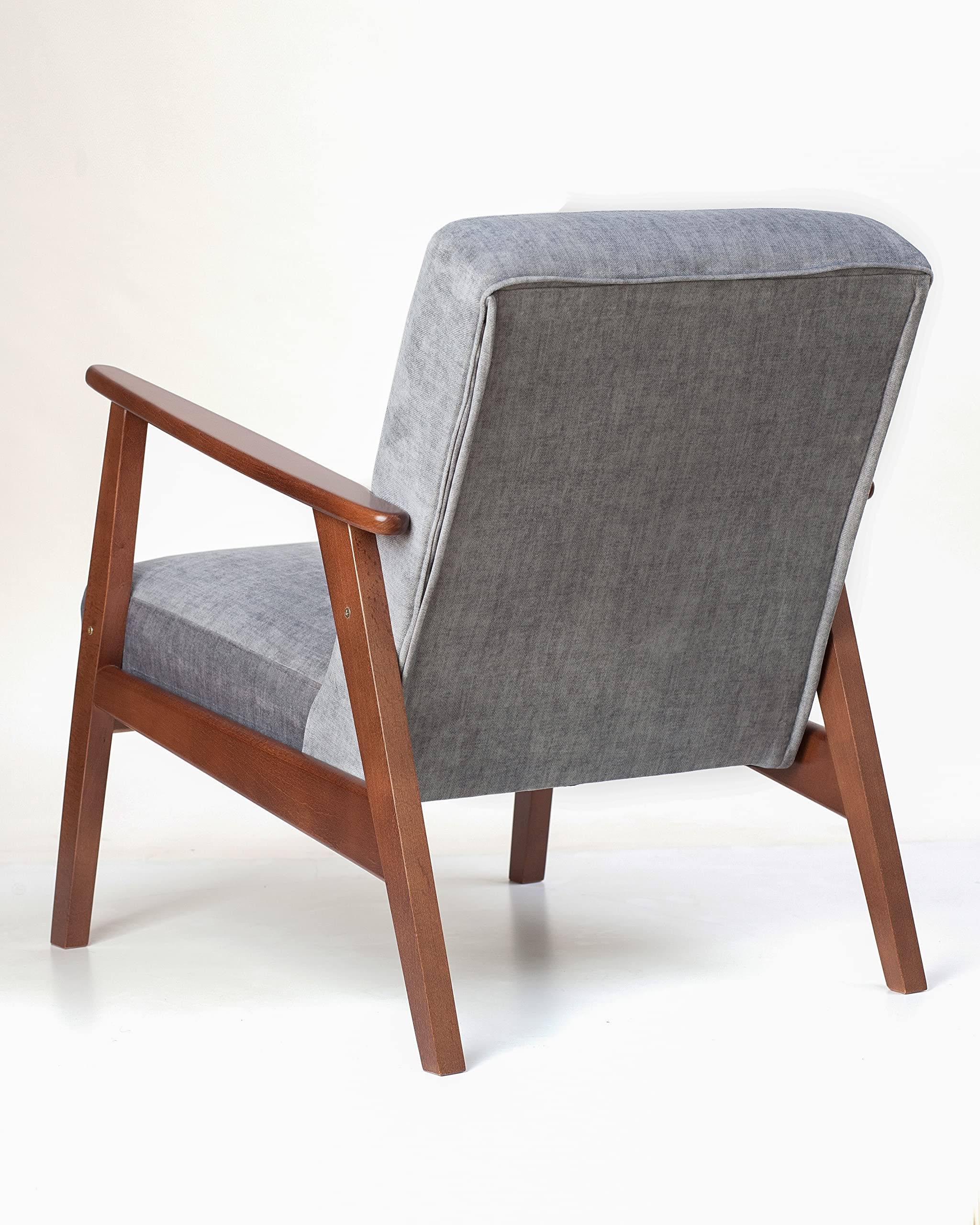 Butaca Teka Antimanchas de Estilo nórdico - Butacas de Salon Madera Haya Maciza - Totalmente MONTADA - Fabricado en España (Gris Nogal)