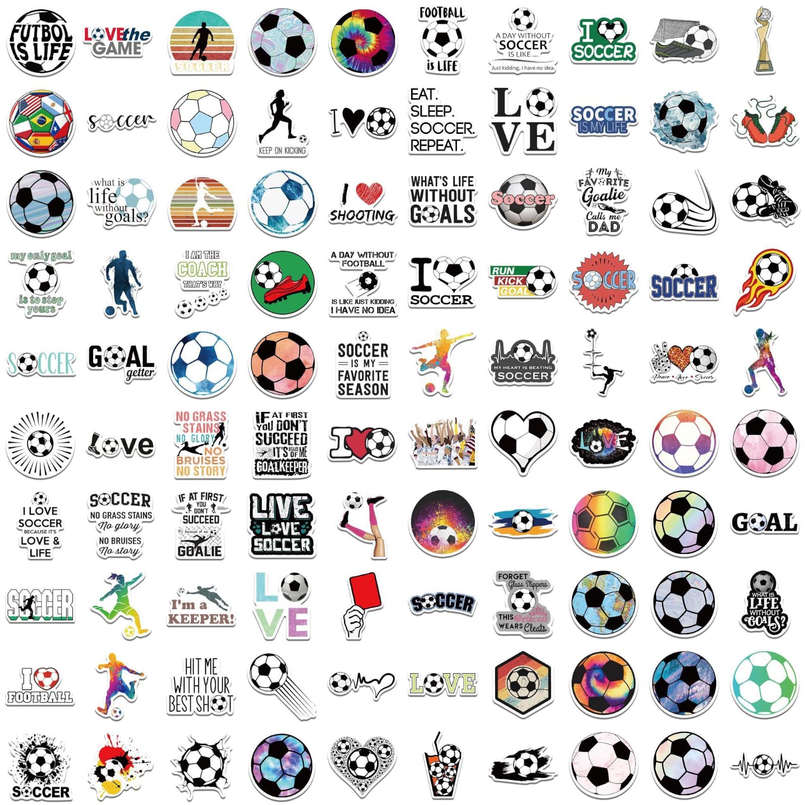 Runmeihe 100PCS Football Stickers, Waterproof Football Gifts for Boys Colorful Vinyl Stickers for Water Bottles Phone Laptop - Image 3