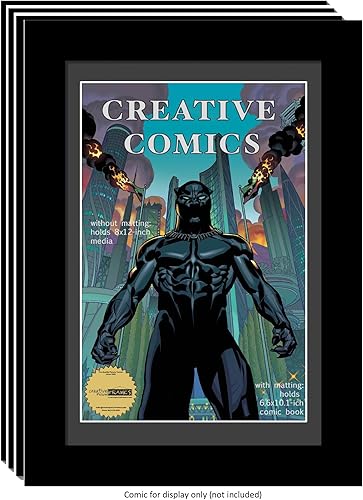 Vista 9 de Creative Picture Frames [8x12bk-w] Marco de cómic para coleccionistas con alfombrilla blanca, inserto para cómic de 6.6 x 10.1 pulgadas con soporte