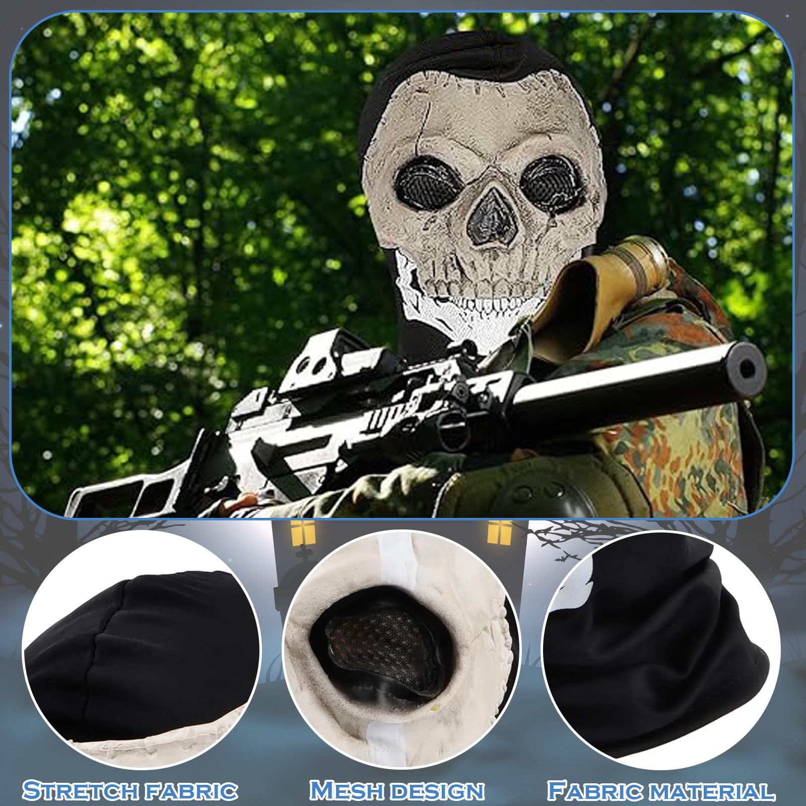 XoeLLe Skeleton Mask, Halloween Skull Mask - Image 3