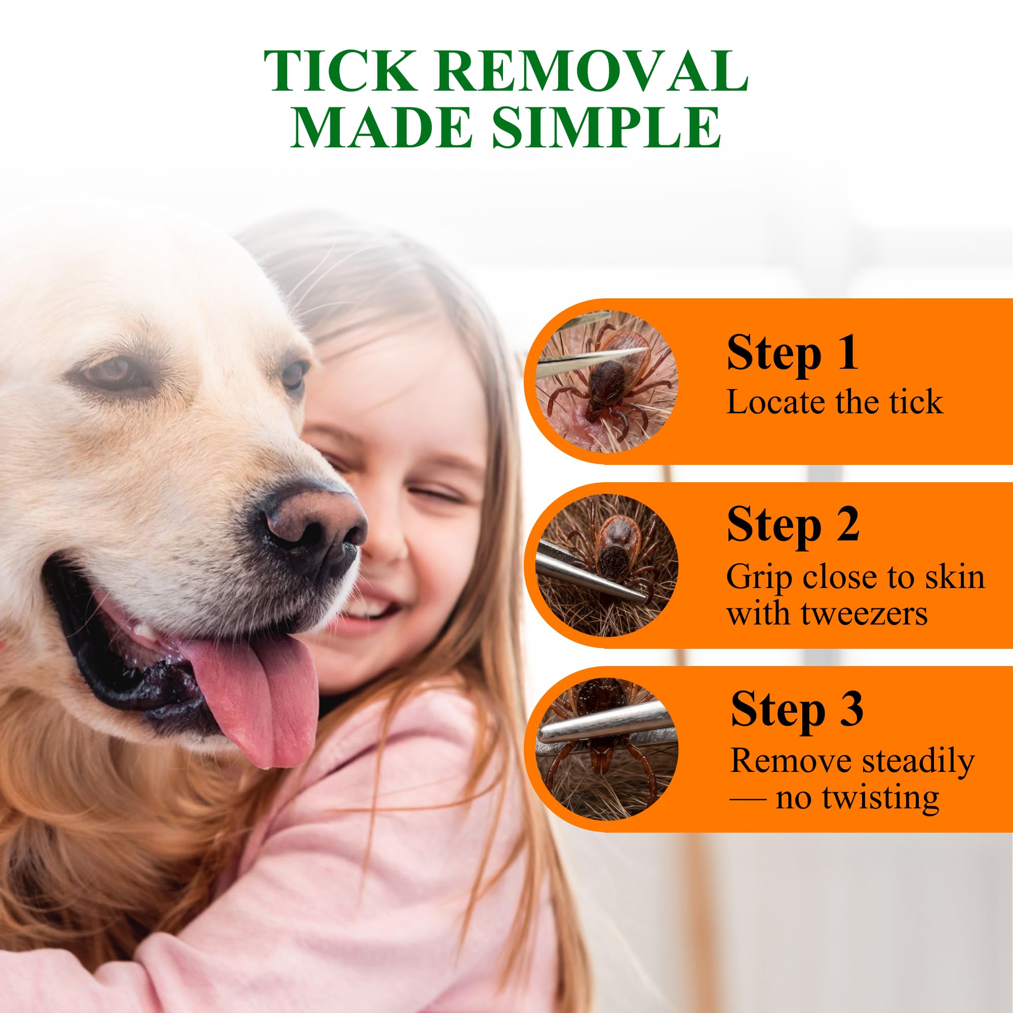 TickBYTES - Kit per la rimozione delle zecche, pinzette a punta fine in acciaio inox con lente d'ingrandimento e carta d'identità, strumento sicuro per rimuovere le zecche, portatile, essenziale per