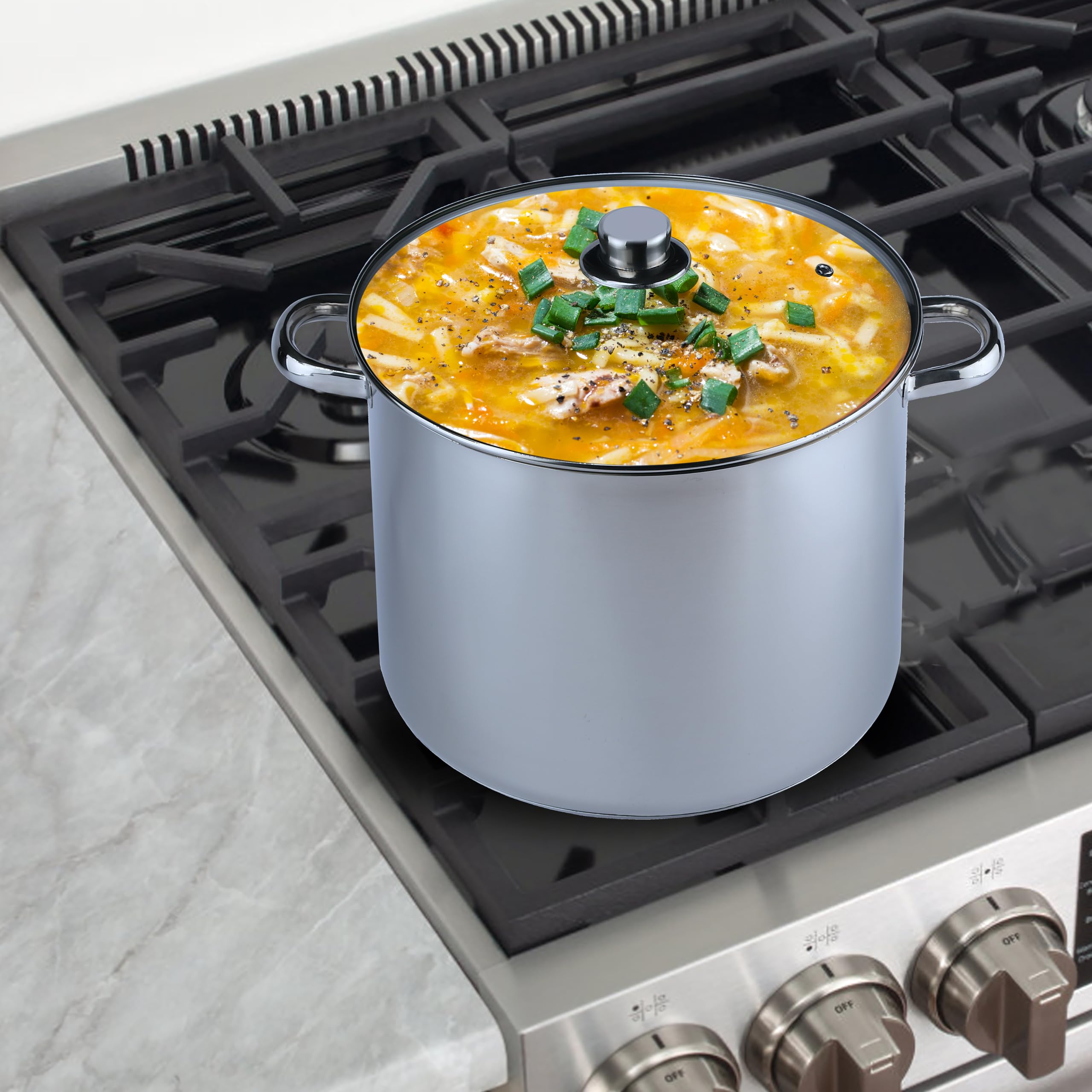aro Pentola multiuso con coperchio in vetro, in acciaio inox, Ø 30 cm, 18 L, rotonda, argento