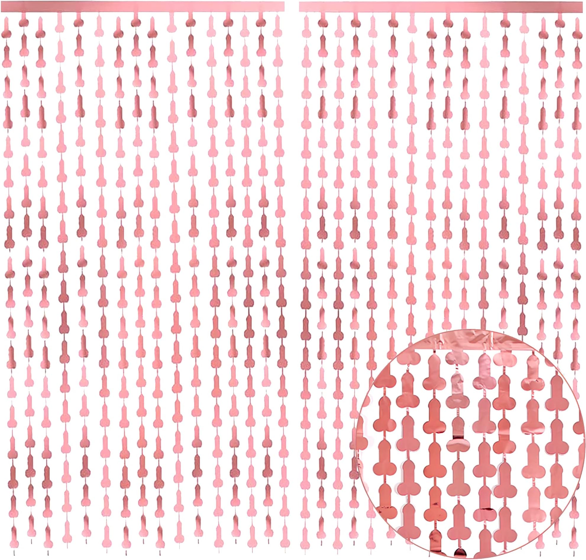 Dzpuhuojz Hen Party Decorations, Hen Do Decorations Rose Gold Fringe Backdrop Curtains, Bridal Shower Decorations, 2 Packs Photo Booth Props Curtains for Bachelorette Party, 3.3ft x 6.6ft