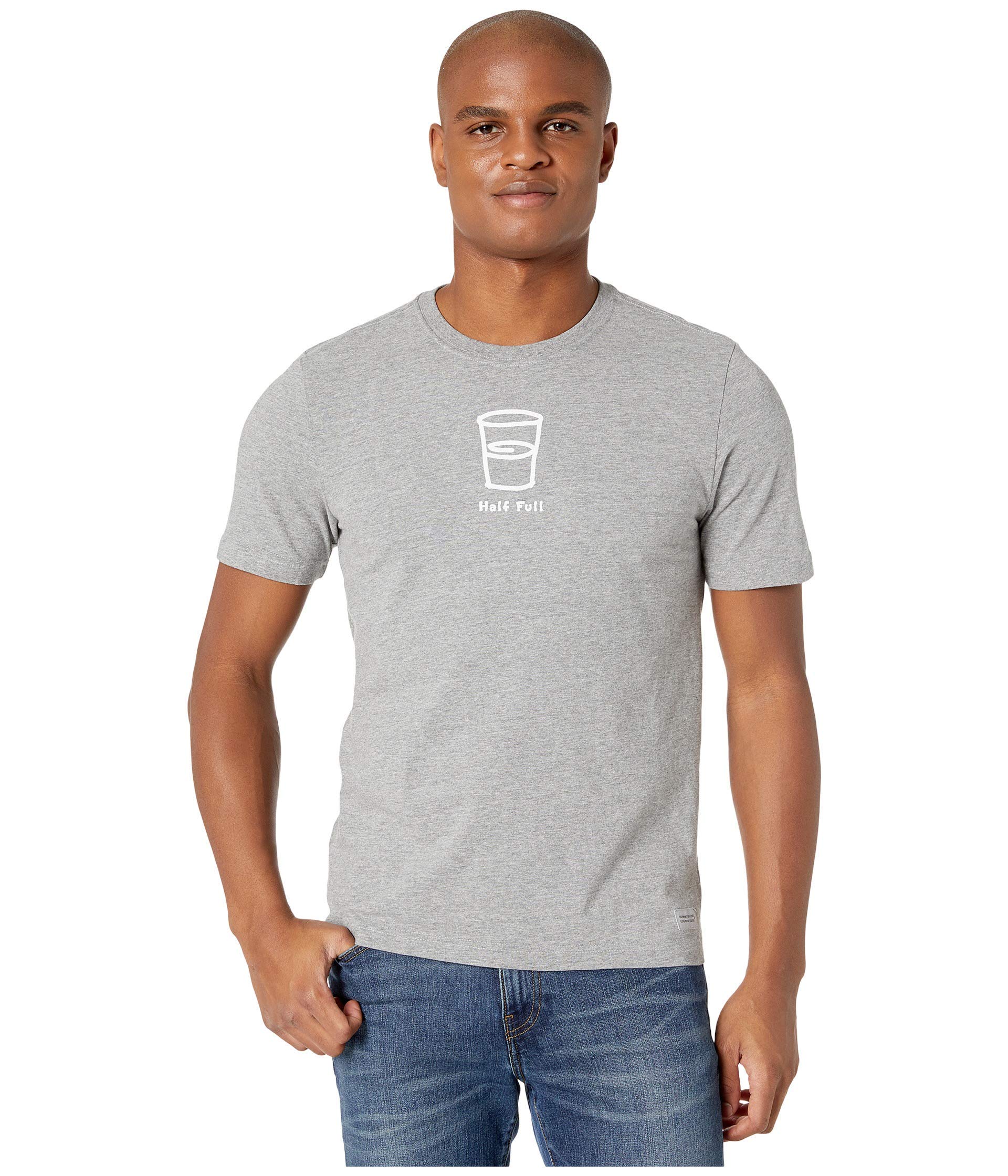 Life is Goodmens Vintage Crusher Graphic T-shirt Half Full T-Shirt