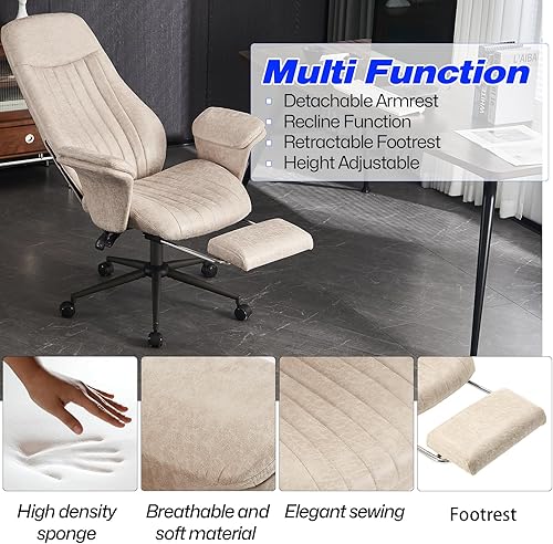 Miniatura 6 de Home Office Desk Chair with Wide Seat, Mid-Back Lumbar Support Ergonomic Computer Chair with Arms, Height Adjustable Swivel Task Chair Office
