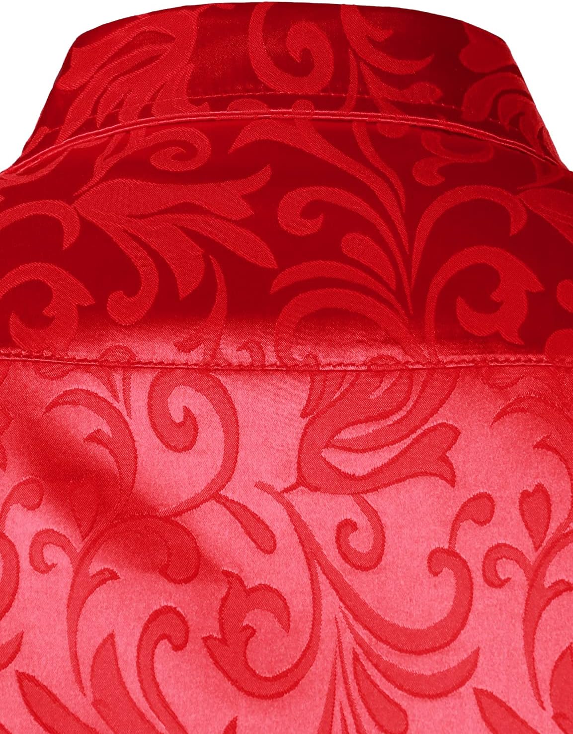 ZEROYAA Men's Luxury Jacquard Long Sleeve Dress Shirt Shiny Satin Slik Like Wedding Party Prom Shirts - Image 6