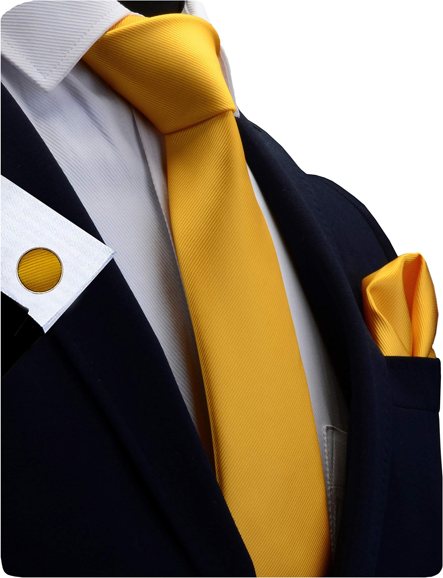3.15"（8cm） Solid Color Necktie and Pocket Square Cufflinks Sets For Men + Gift Box