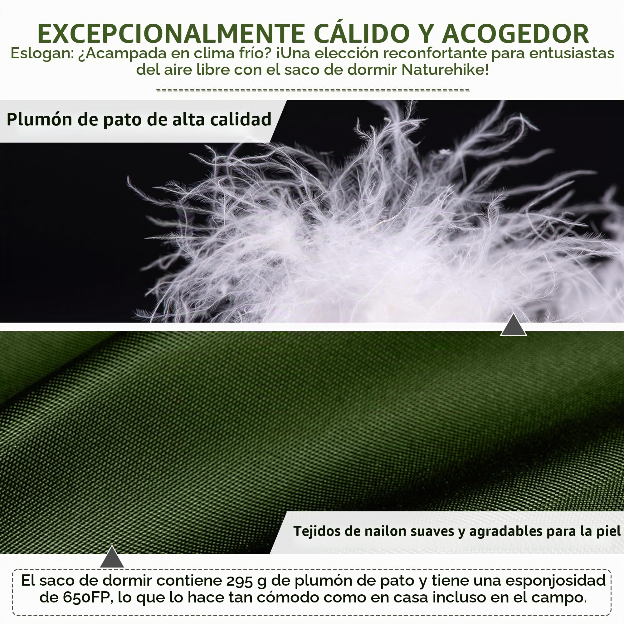 Naturehike Saco de Dormir Ultraligero y Envolvente para Adultos, 3-4 Estaciones, Saco de Dormir Impermeable para Camping, Senderismo, montañismo, Interior, Exterior, plumón de Pato