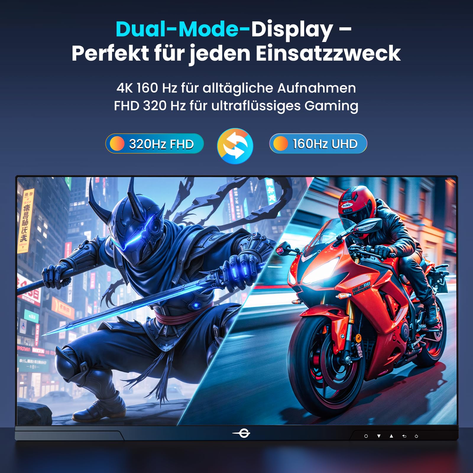 TITAN ARMY Monitor Gaming 27 Pulgadas, 4K@160Hz, FHD@320Hz Dual Mode, Fast IPS 1ms, HDR400, Adaptive-Sync, 135% sRGB, Soporte Giratorio y Elevable, VESA 100 * 100mm, HDMI 2.1, DP 1.4, P2712V