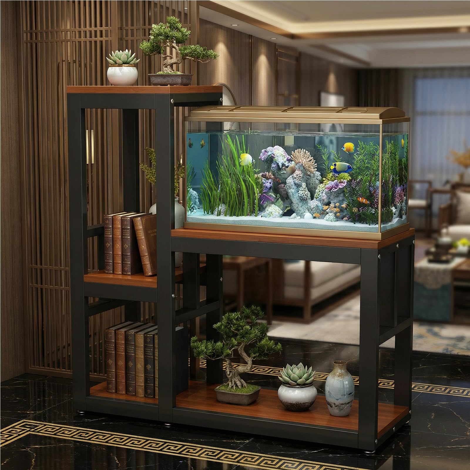 Amazon | 60cm水槽台 頑丈・耐荷重系 多段式 植物置き/観賞ラック （長