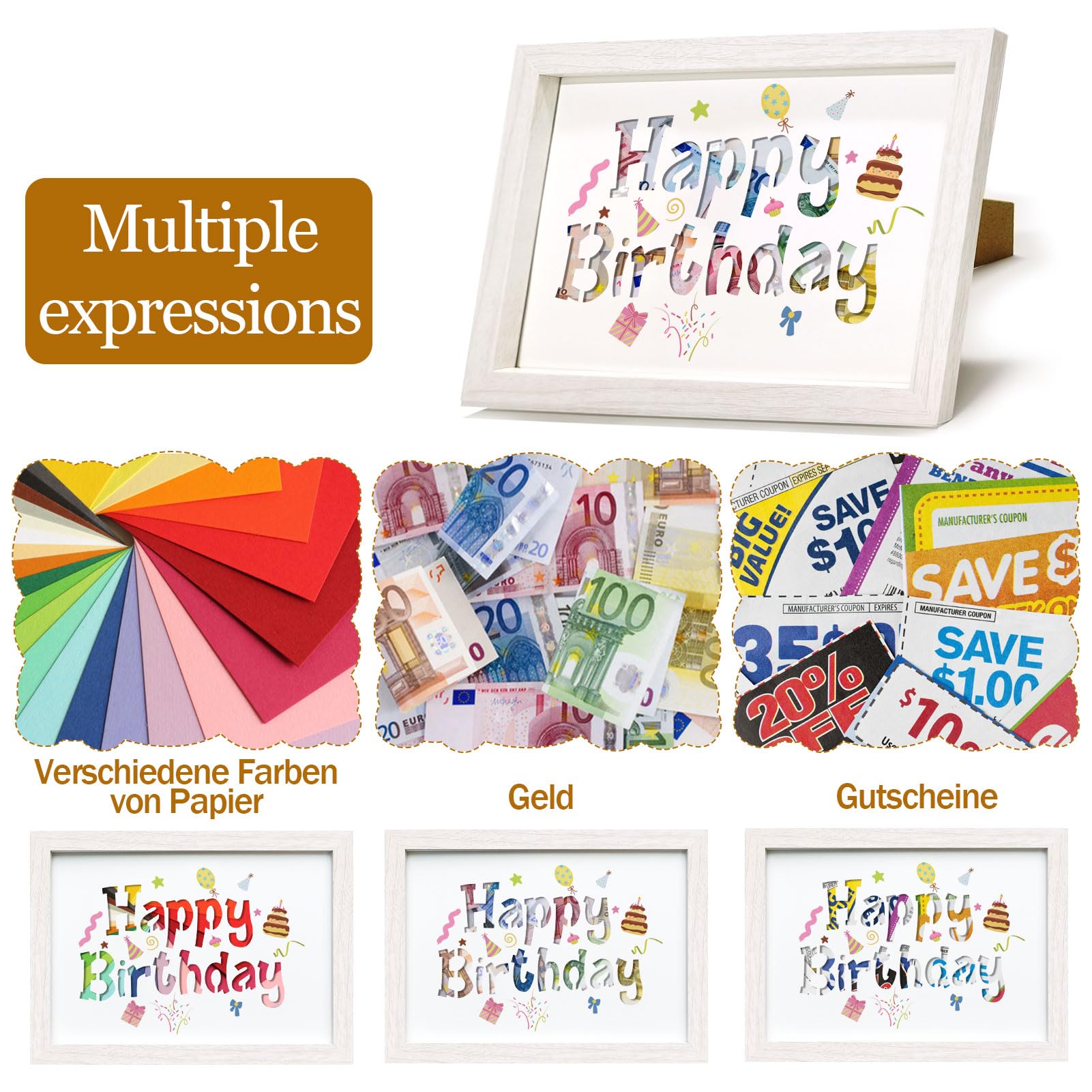 Cornice Regalo Per Denaro - Poster Motivazionale Con Portafoto In Legno Formato A5 - Regalo Originale Per Cresima, Comunione, Compleanno E Gioventù