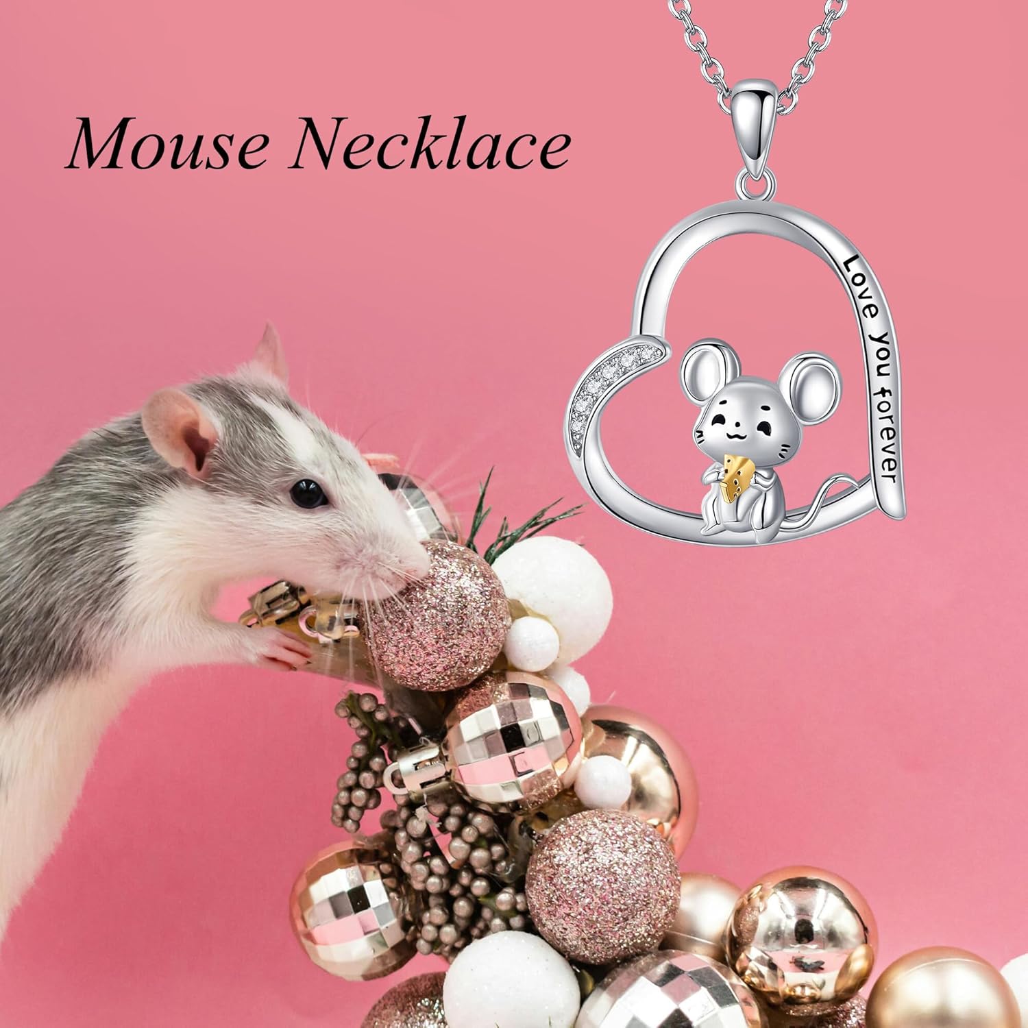 Rat Mouse/Possum/Squirrel Necklace 925 Sterling Silver Mouse Pendant Necklace Cute Rat Jewelry for Women Gifts - Image 6