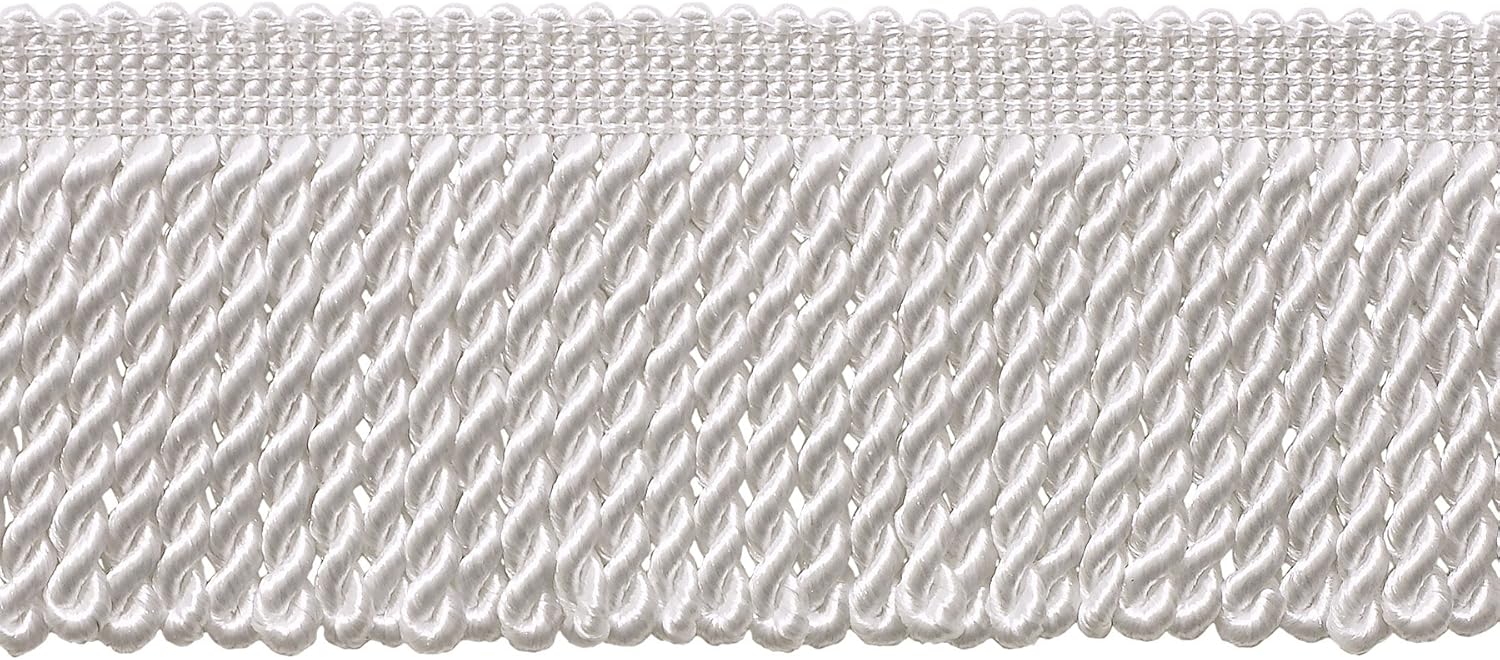 DÉCOPRO 2 1/2" (6cm) Long Bullion Fringe Trim (Style# EF25) Pure White #A1 (Bright White) 10 Yards (30 ft/9.5m)