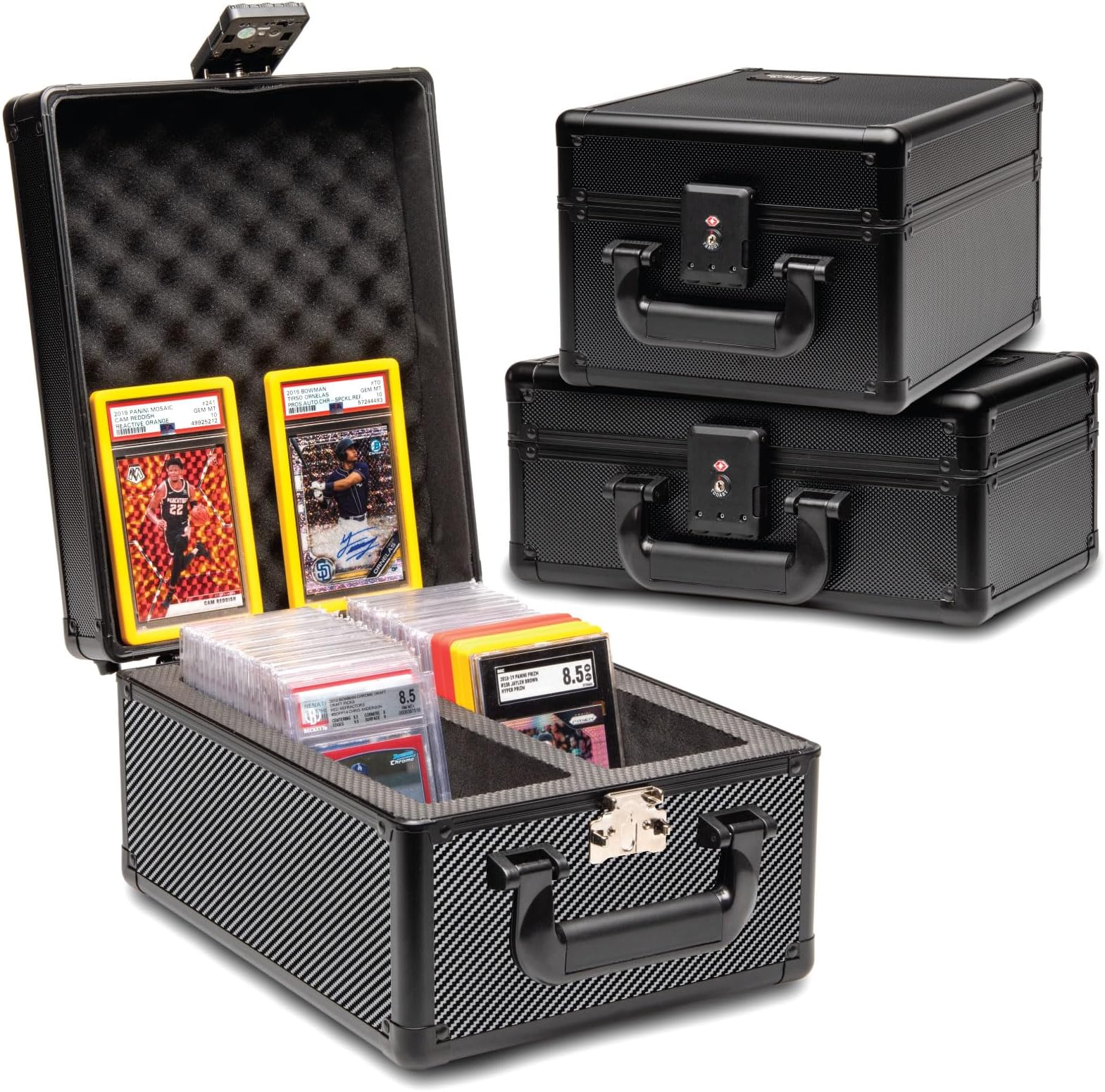 SLAB ARMOR 2 Row Graded Card Storage Box PSA Card Slab Case For Graded cards Holds 80+ Slabs 2 Row Graded Card Case for PSA Slab Box Graded 2 Row Card Storage Box Sports Baseball Card (Carbon, 2 Row)