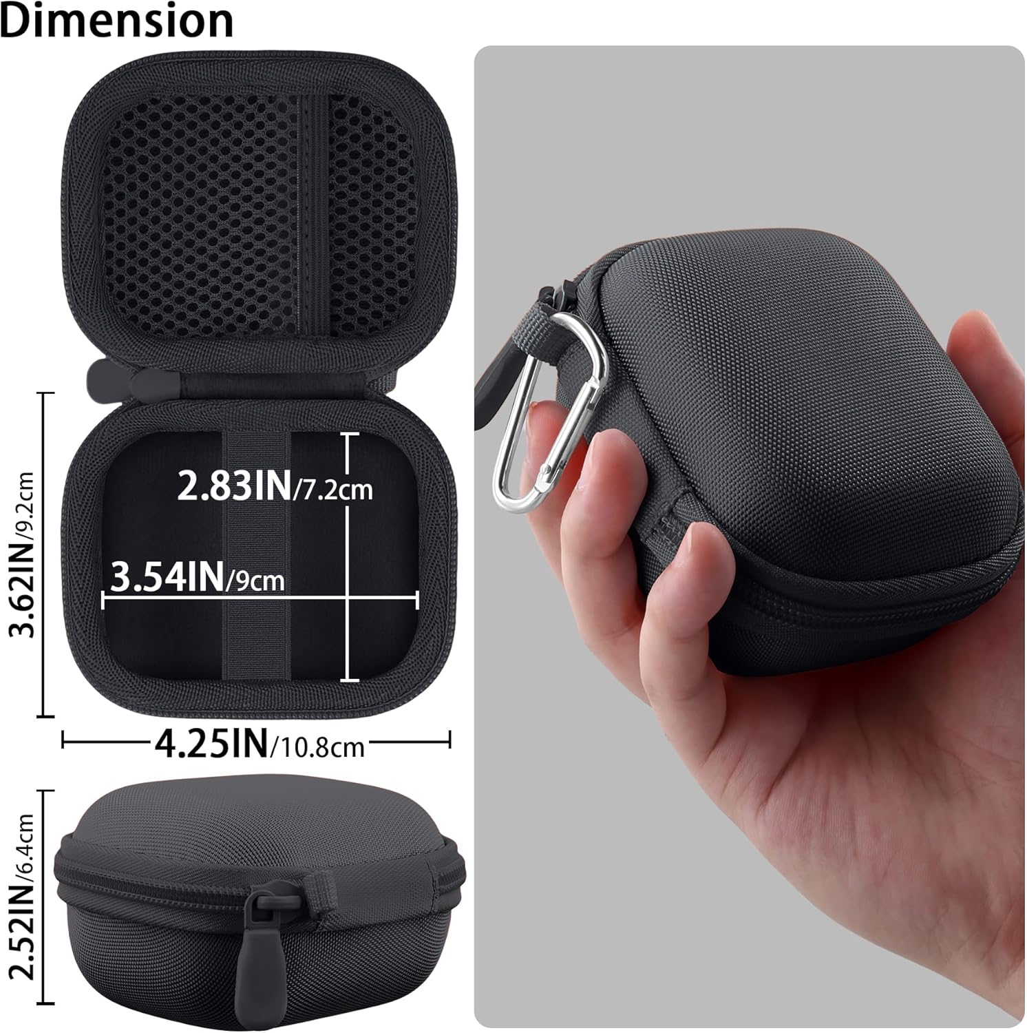 co2CREA Hard Case for Beats Powerbeats Pro 2 with Carabiner Clip, Shockproof Earbuds Storage Box – Protective Travel Cover for Powerbeats Pro 2 Wireless Bluetooth Earbuds (Jet Black Case) - Image 6