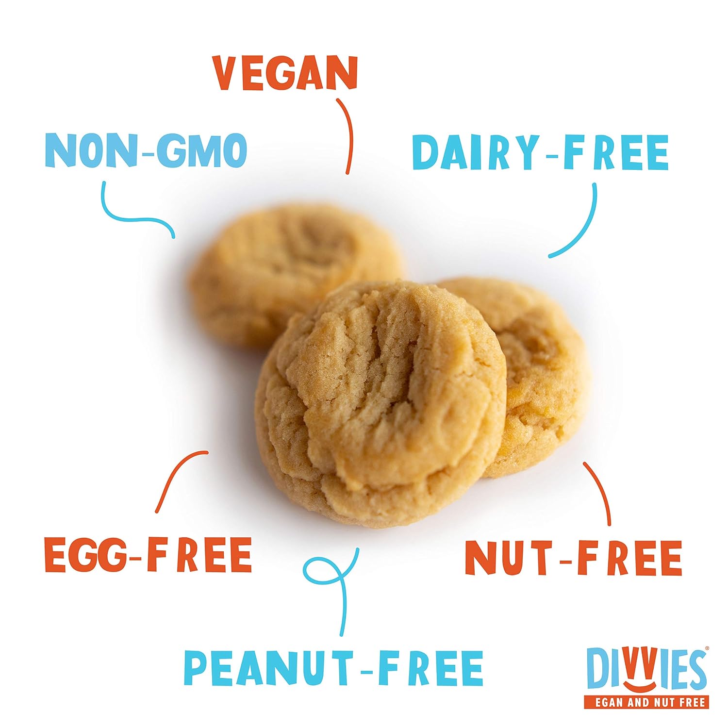 Divvies Mini Sugar Cookies, Vegan and Nut-Free (1 Container, Approx. 12 Count)