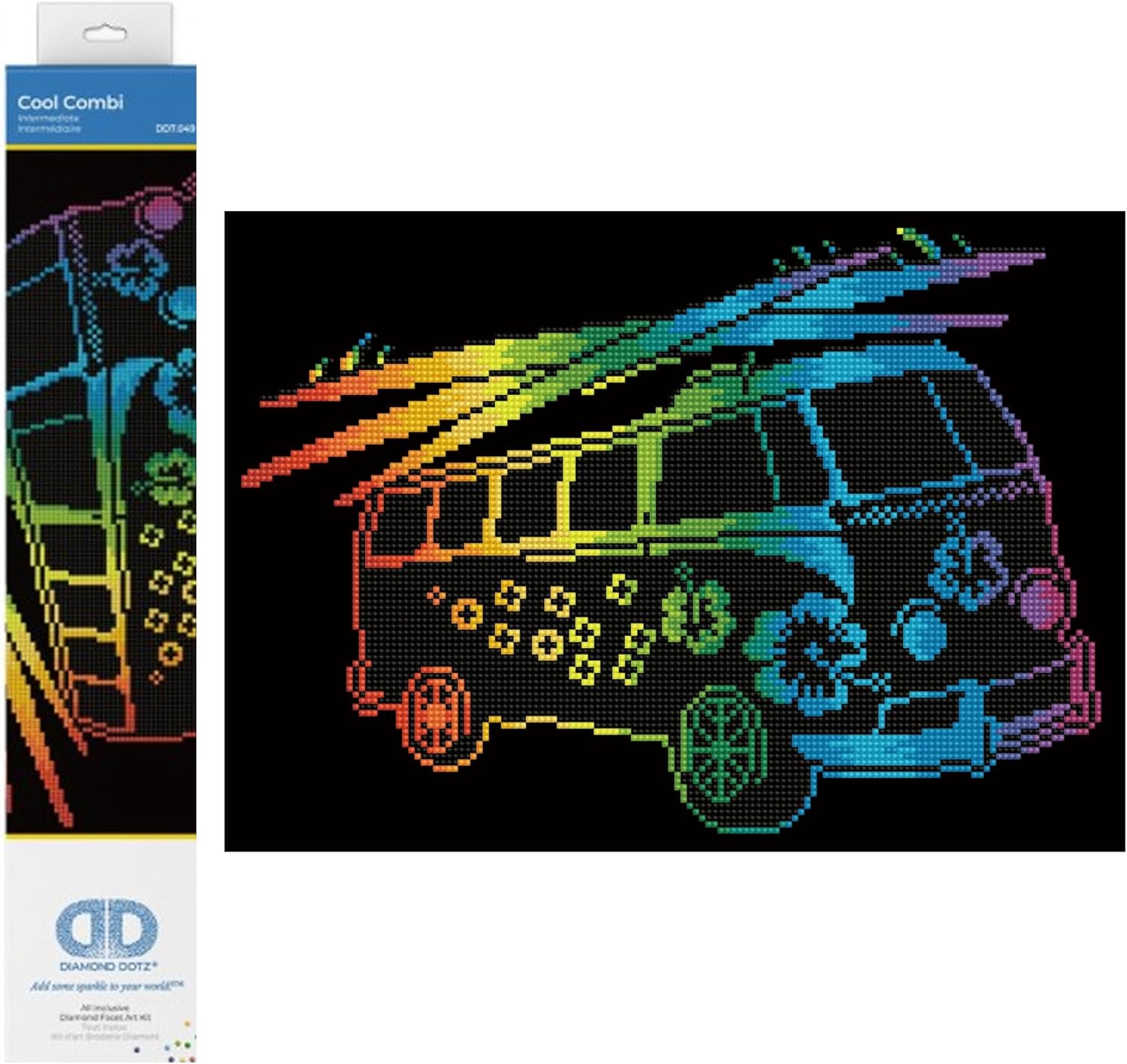 DIAMOND DOTZ Cool Combi Retro Diamond Painting Kits for Adults - Diamond Art Kits a Relaxing Creative Craft Kit with Dotz Gems 16"x12"