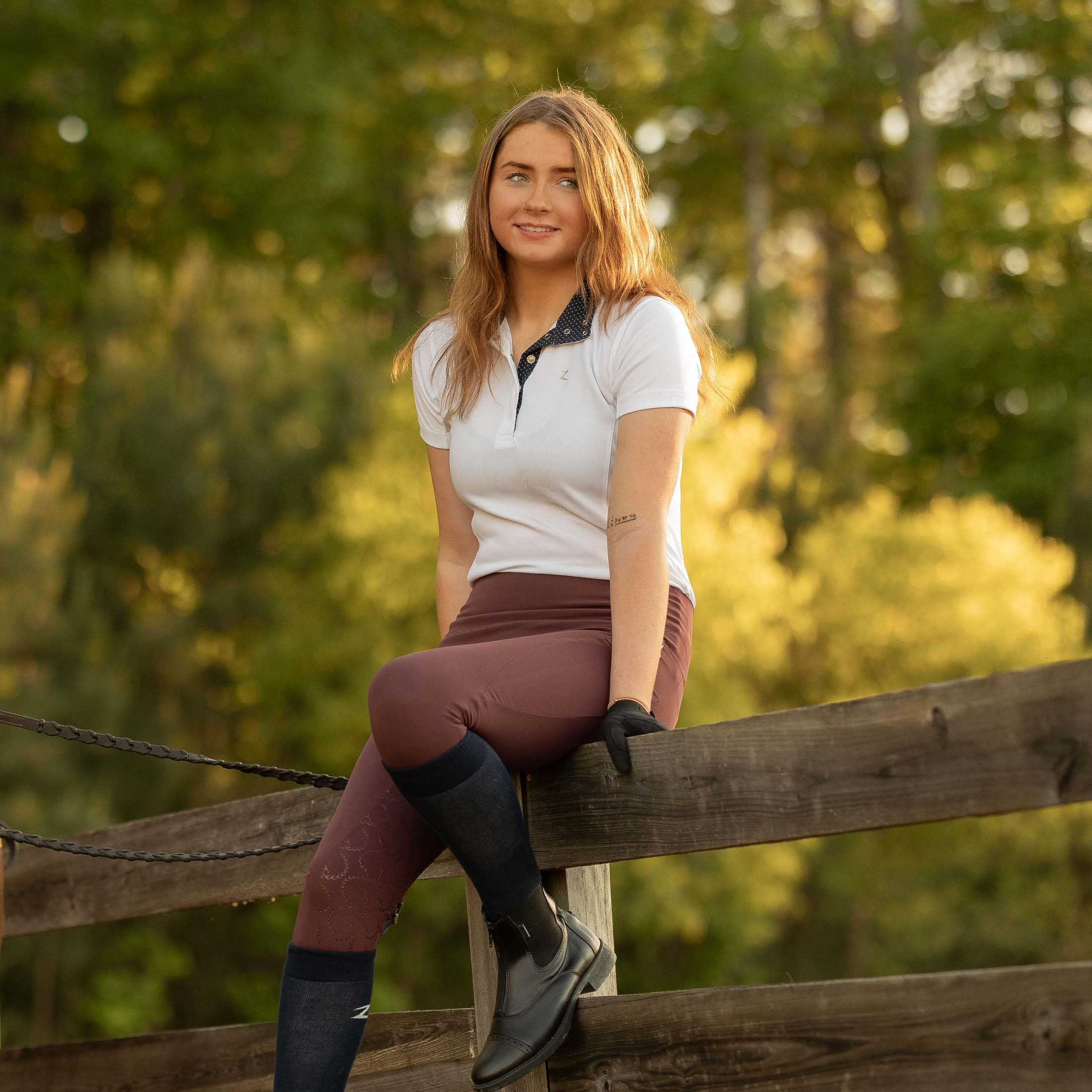 HORZE Pantalones de Montar de Compresión para Mujer con Asiento Completo Gillian