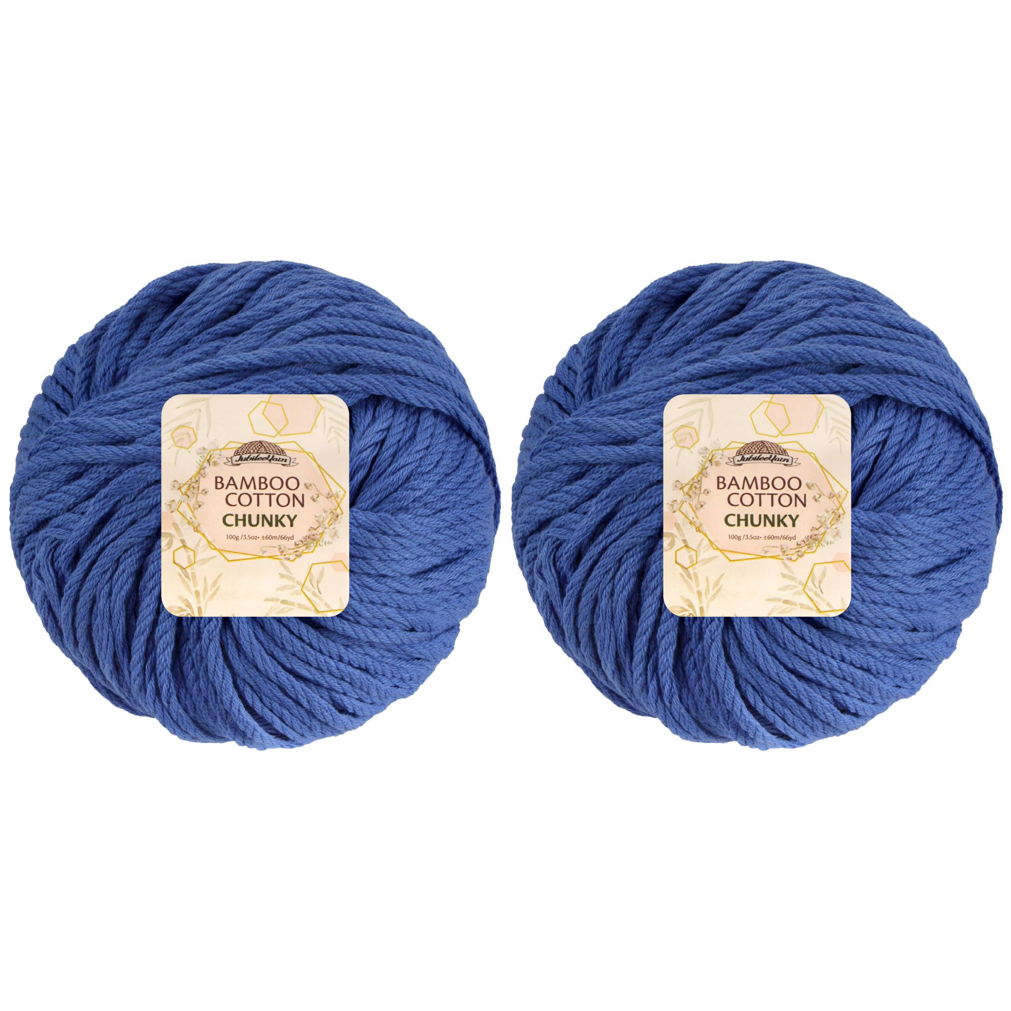 JubileeYarn Bamboo Cotton Chunky Yarn - 100g/Ball - Dynasty Blue - 2 Balls