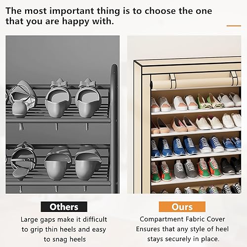 Vista 5 de Laiensia Zapatero vertical de 5 niveles, organizador de almacenamiento de zapatos que ahorra espacio, cubierta no tejida, estante para zapatos