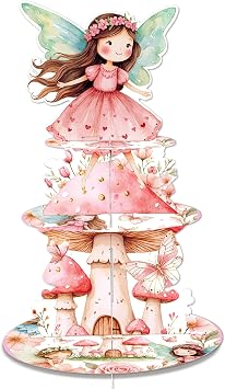 EUOYUFO Fairy First Birthday Party Decorations Reusable 3 Tier Cupcake Stand Fairy Dessert Tower Holder Fairy Theme Cupcake Decor Party Supplies