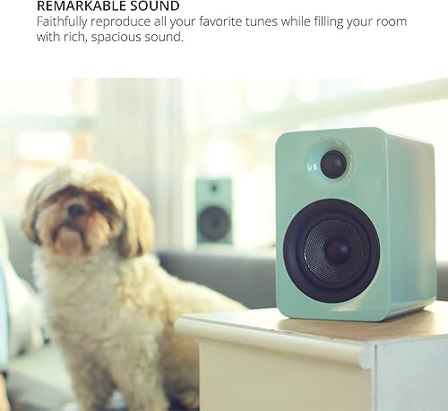 Miniatura 4 de Kanto YU4 Altavoces alimentados con Bluetooth y preamplificador de teléfono incorporado  Auto espera y arranque  Control remoto incluido  140W de