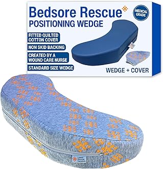 Bedsore Rescue Positioning Pillow Wedge + Cover - Tailbone, Sacrum, Buttocks - Standard Size for 100-250lbs - Hypoallergenic + Moisture Proof - Non-Slip Bottom Turning Wedge - Medical Grade