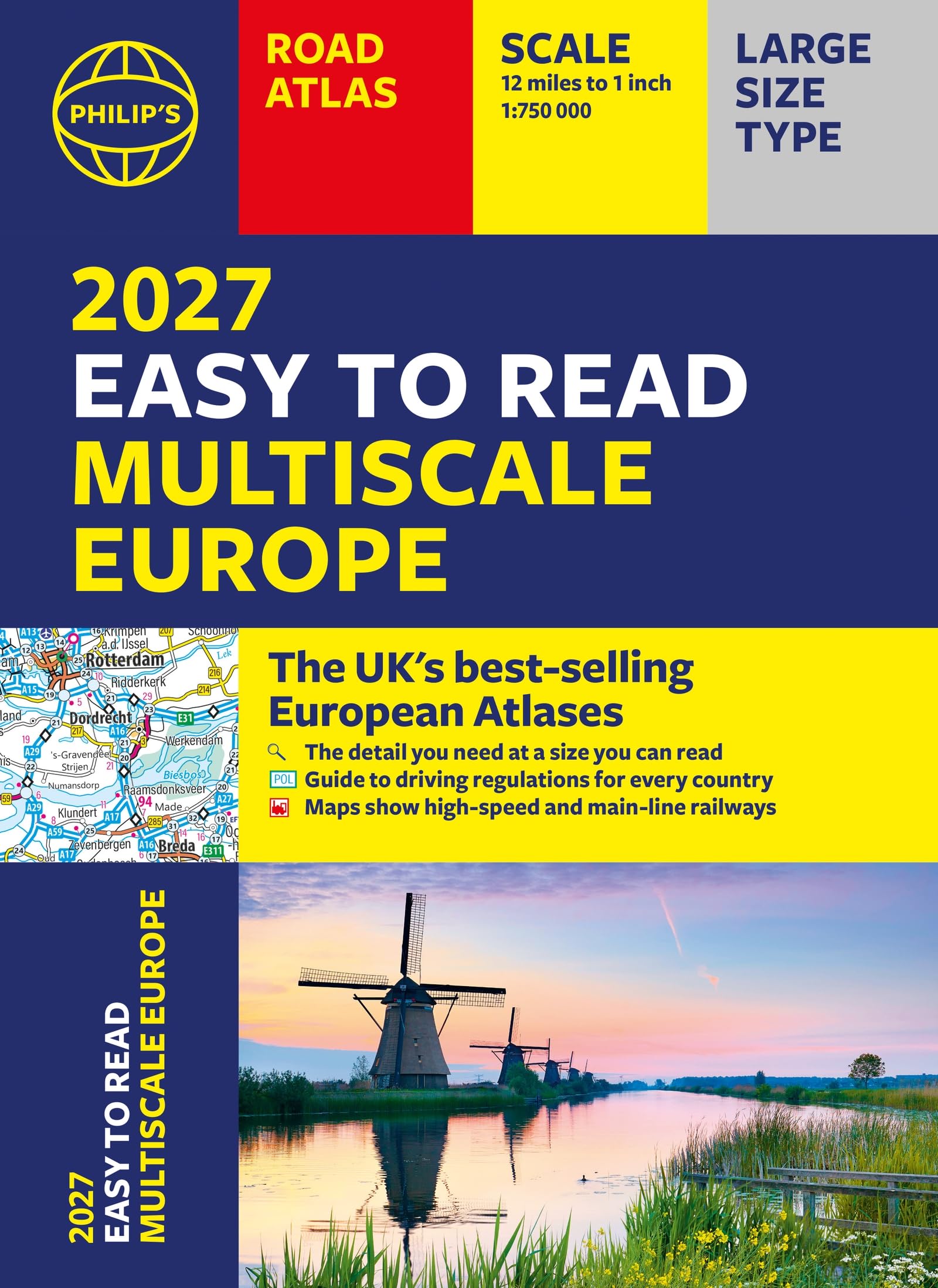Philip's 2027 Easy to Read Multiscale Road Atlas of Europe: A4 Paperback (Philip's Road Atlases)