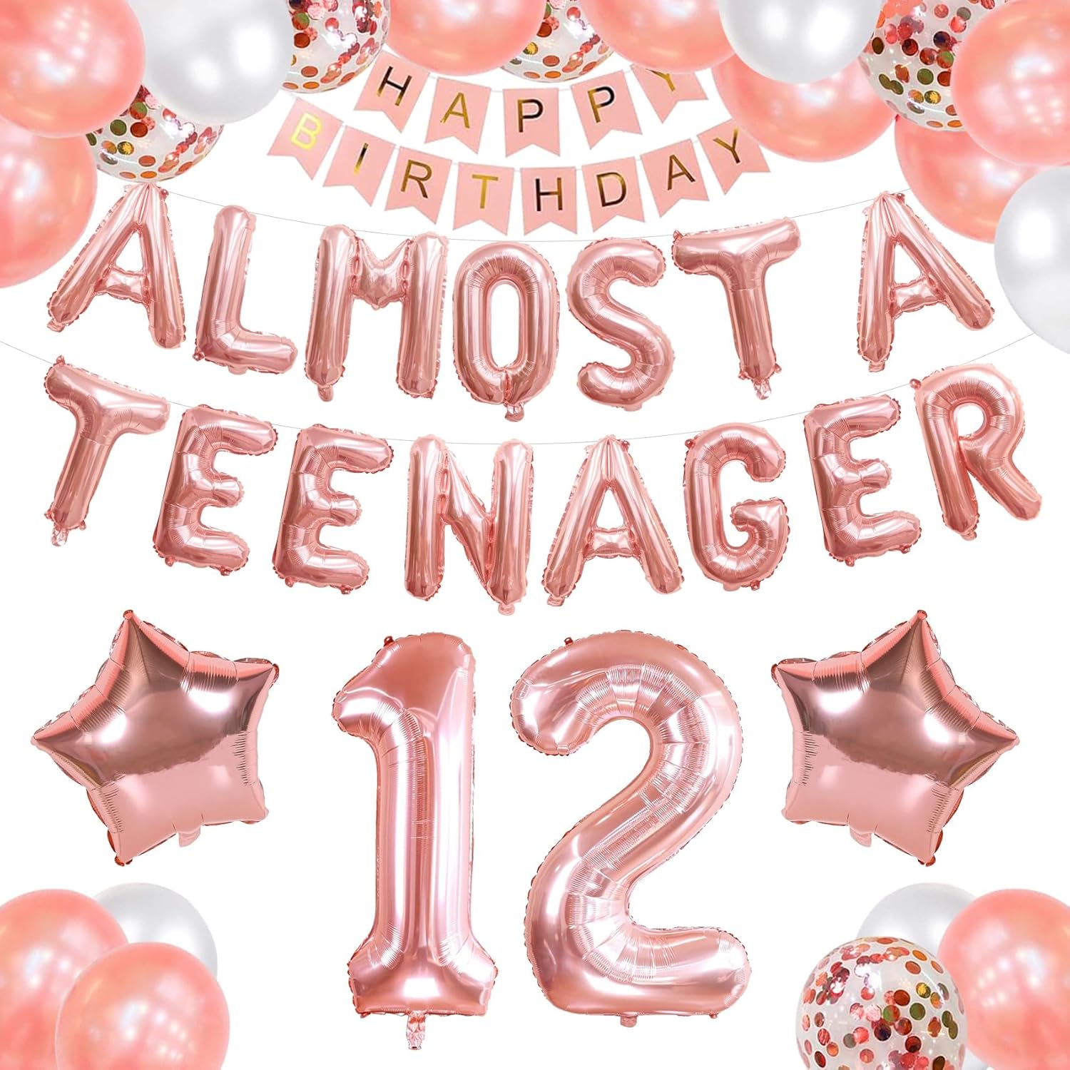 Sage Green 12th Birthday Decorations For Girls, Happy 12th Birthday Decorations For Her Green Gold Balloons Foil Balloons Happy Birthday Banner Olive Neutral Birthday Party Supplies