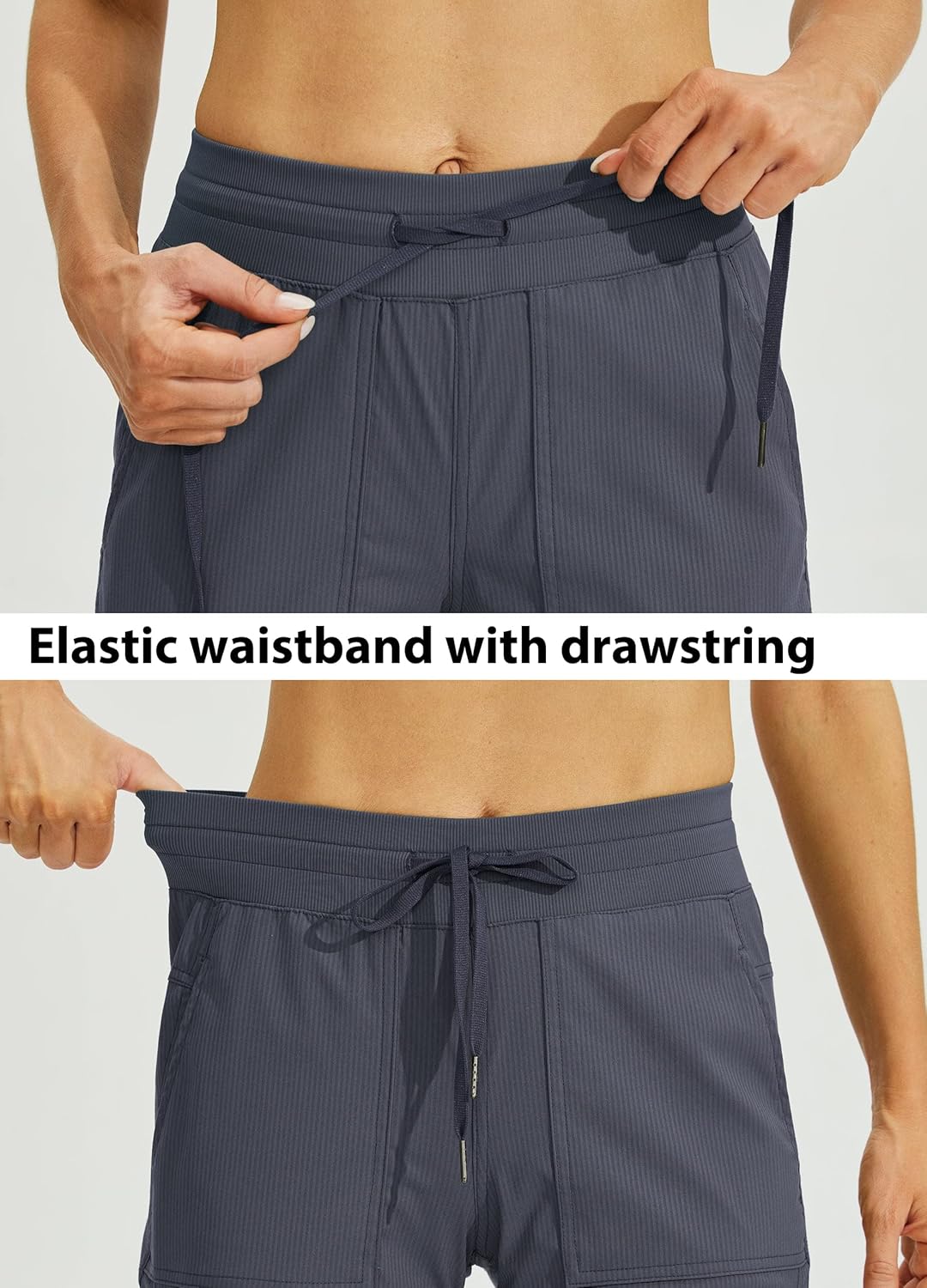 Willit Women's Quick-Dry Capris Travel Pants Lightweight Striped Woven Hiking Workout Casual Pants with Pockets - Image 4