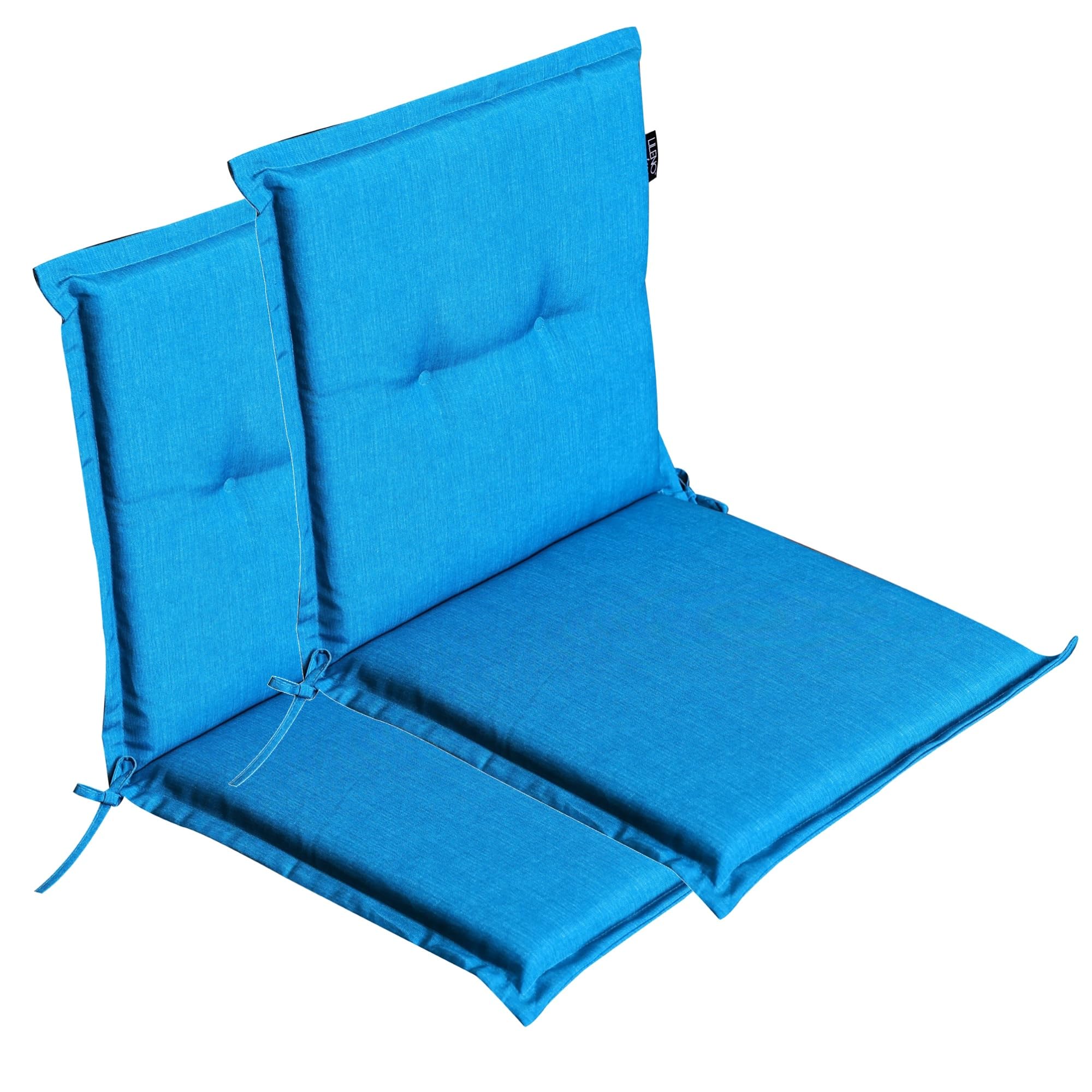 LILENO HOME Garden Chair Cushions [Set of 2 - Low-Back] in Aqua Plain