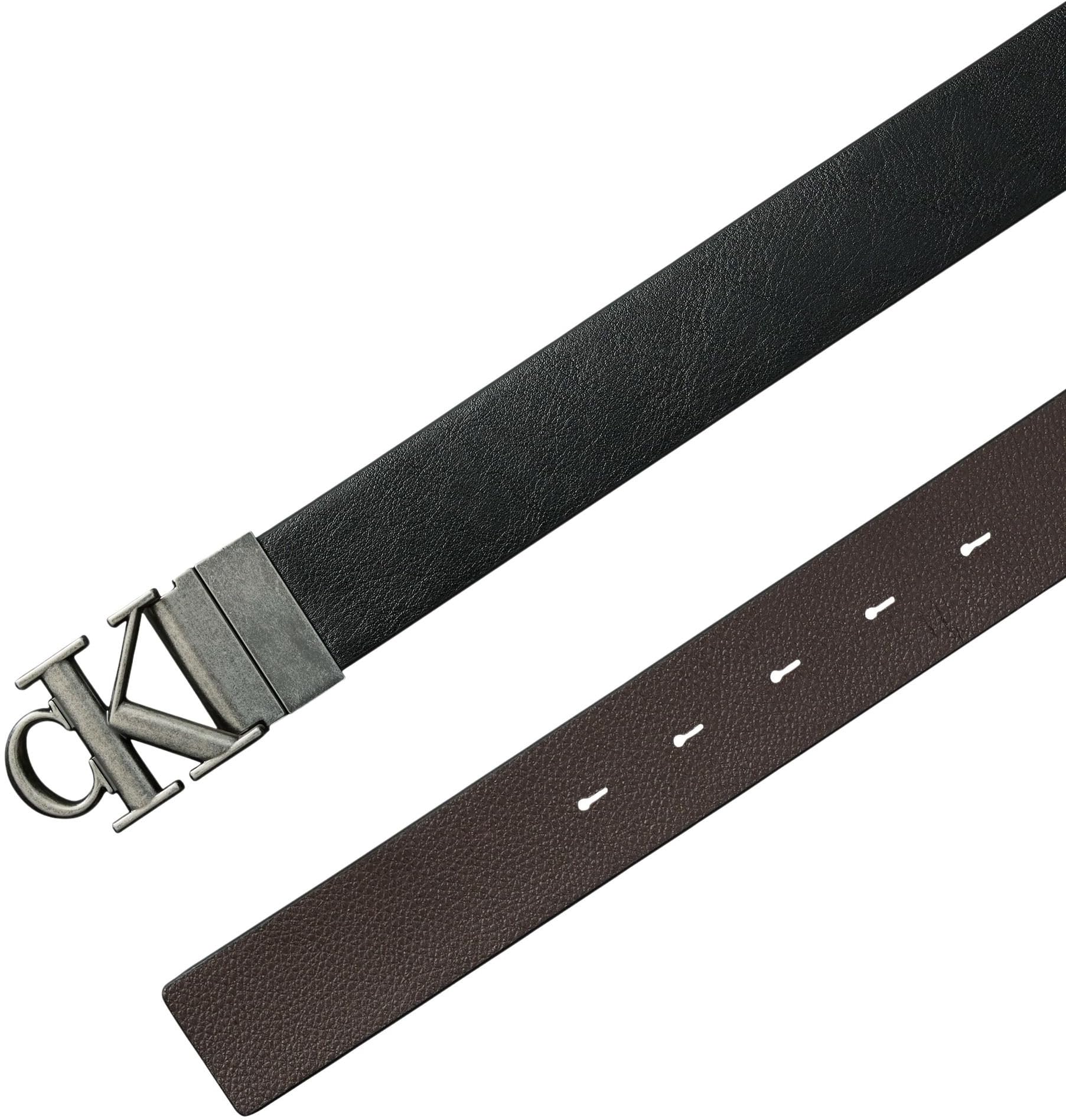 Calvin Klein Męskie paski CK BUCKLE TUMBLED 35 MM ADJ/REV LV04D7049G, CZARNY (czarny/CK ciemnobrązowy/antyczne srebro), 100, Czarny (czarny/Ck ciemnobrązowy/antyczne srebro), 100