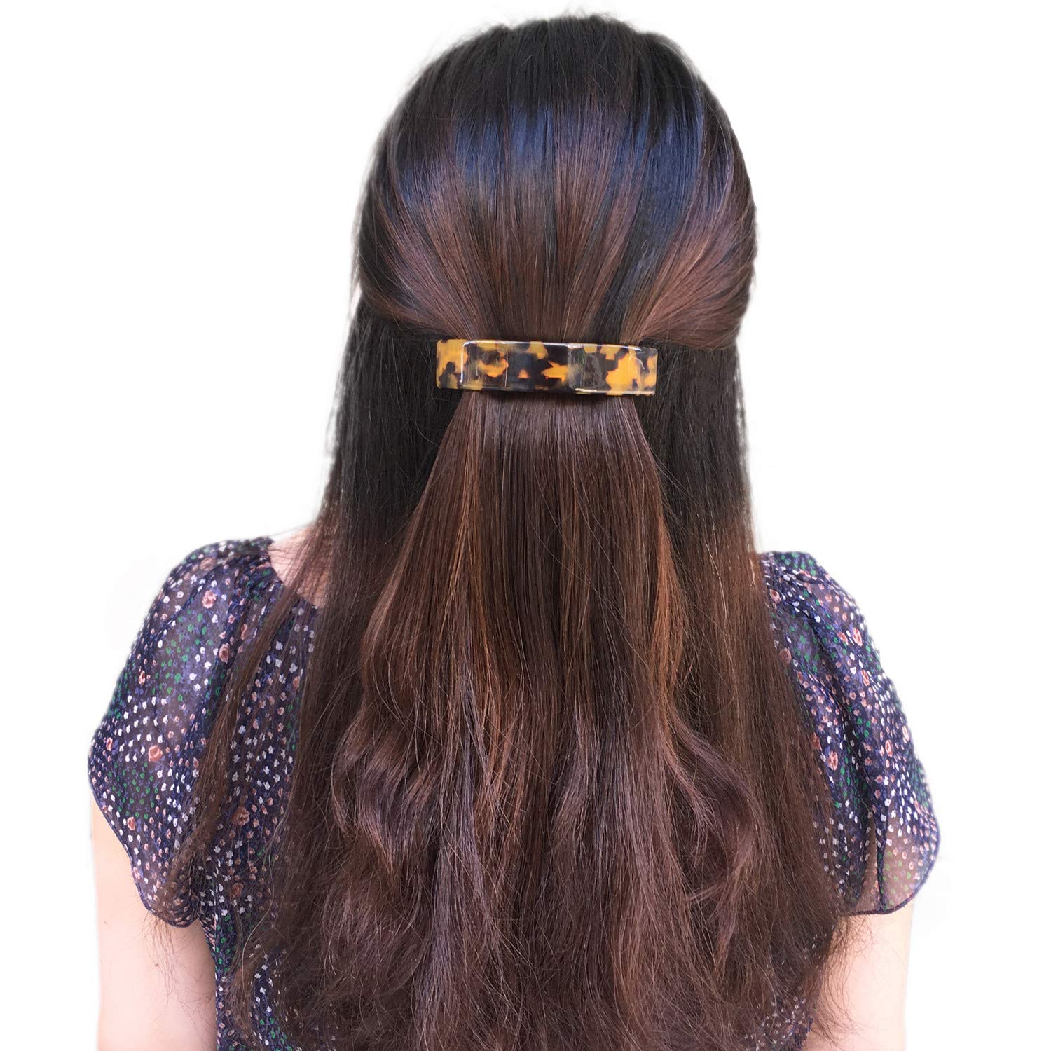 Eyegla Hair Barrettes for Women Large French Barrette Hair Clips Tortoise Barrettes for Thick Hair,2 Pack
