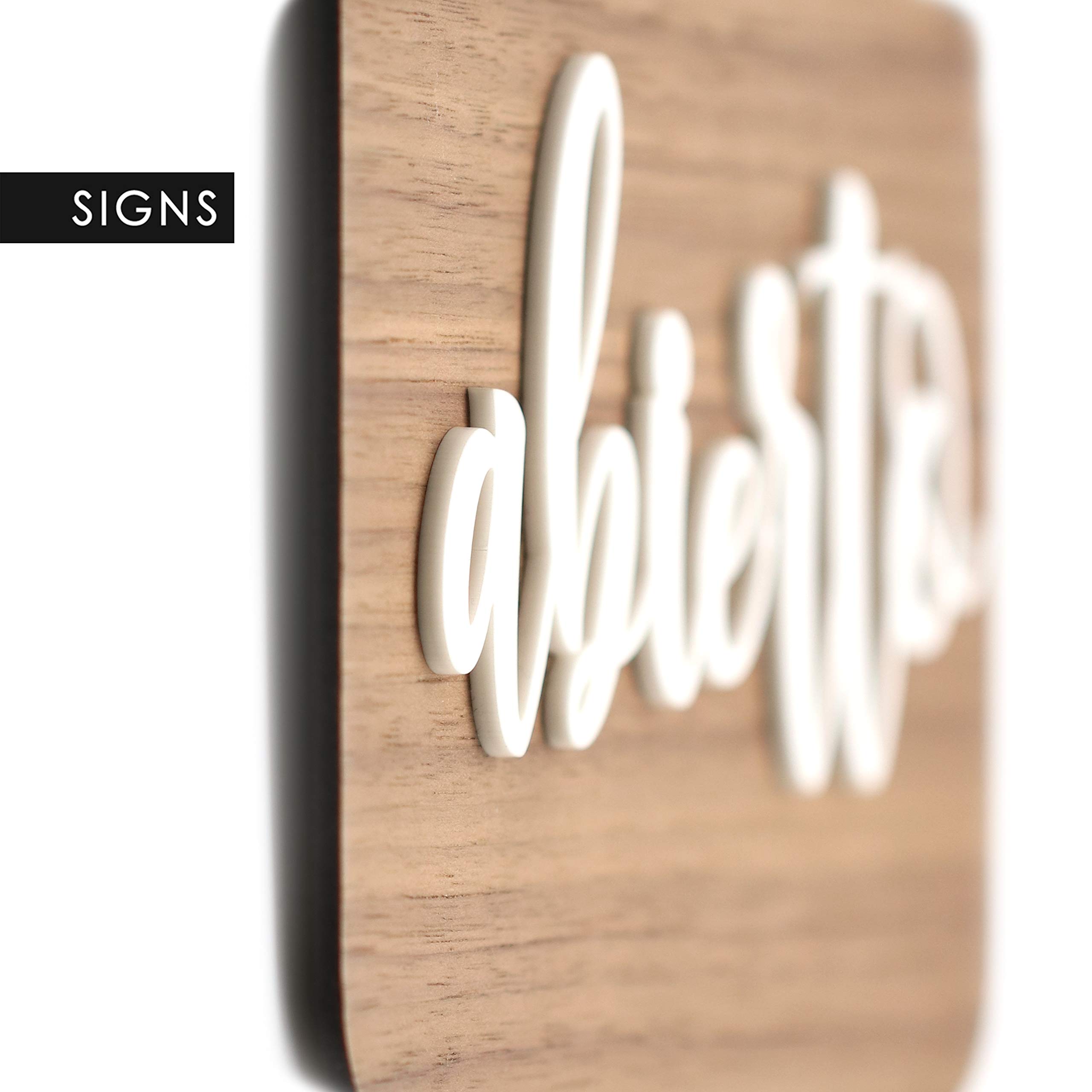 SIGNS | Shabby Chic - Abierto Cerrado cartel doble cara signo [OC12] - Placa de la puerta colgante de doble cara - Letrero de la tienda comercial reversible