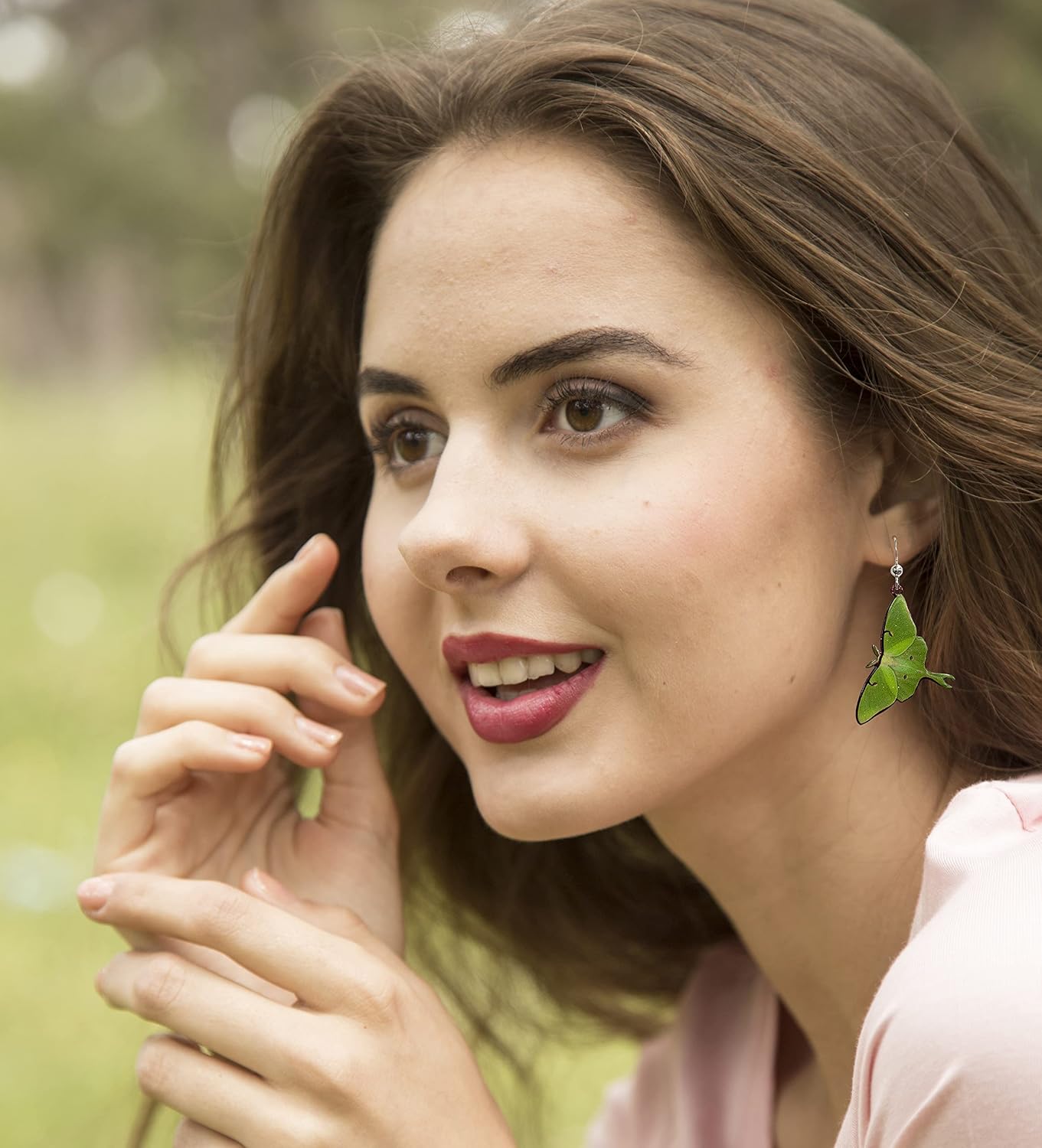 d'ears Luna Moth Earrings, Non-Tarnish Sterling Silver French Hook Ear Wire, made in the U.S.A. by family run small business. Great gift for moth lovers.