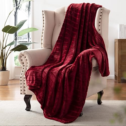 Miniatura 1 de Bertte - Manta decorativa con forro polar, ligera y cálida para sofá y cama de 330 GSM, manta acogedora para todas las estaciones 50 x 60 pulgadas,