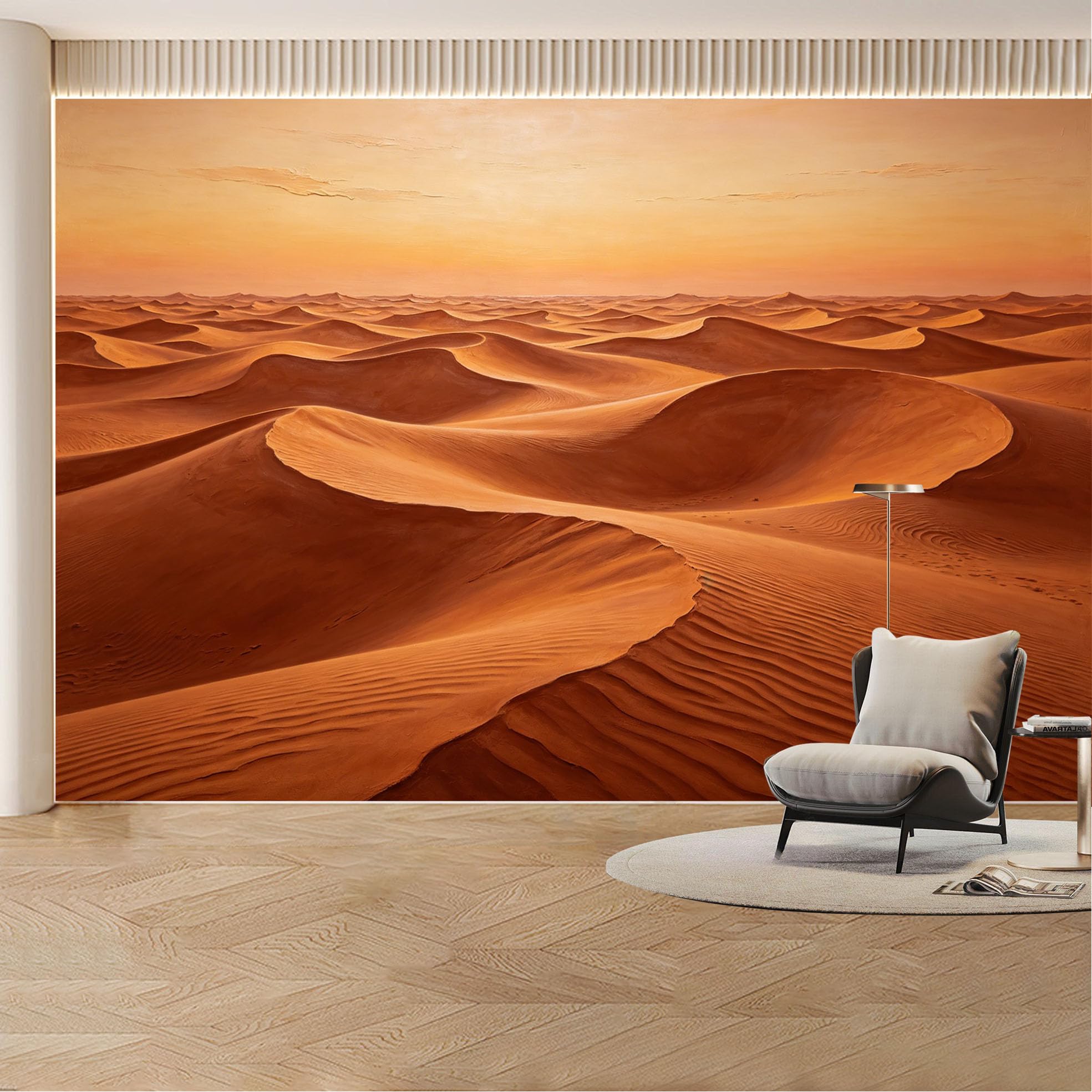 Custom Wall Mural Wallpaper Desert Landscape 3D Effect Large Wall Art Sunset Modern Removable SelfAdhesive Large Photo for Living Room， Bedroom， Office