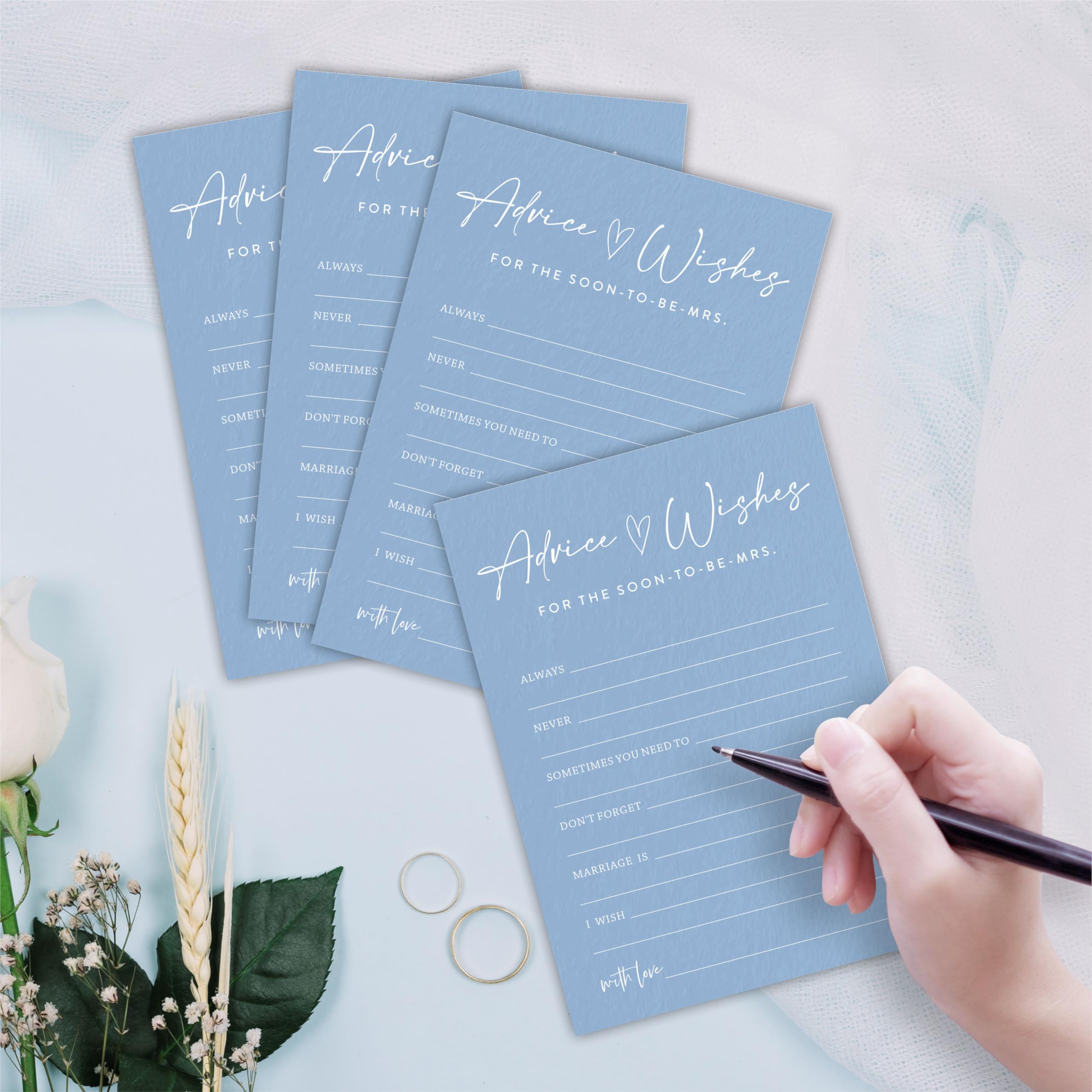 30 Pcs Minimalist Bridal Shower Game Cards – Advice & Well Wishes Fill-in Cards For Wedding Party (Green)