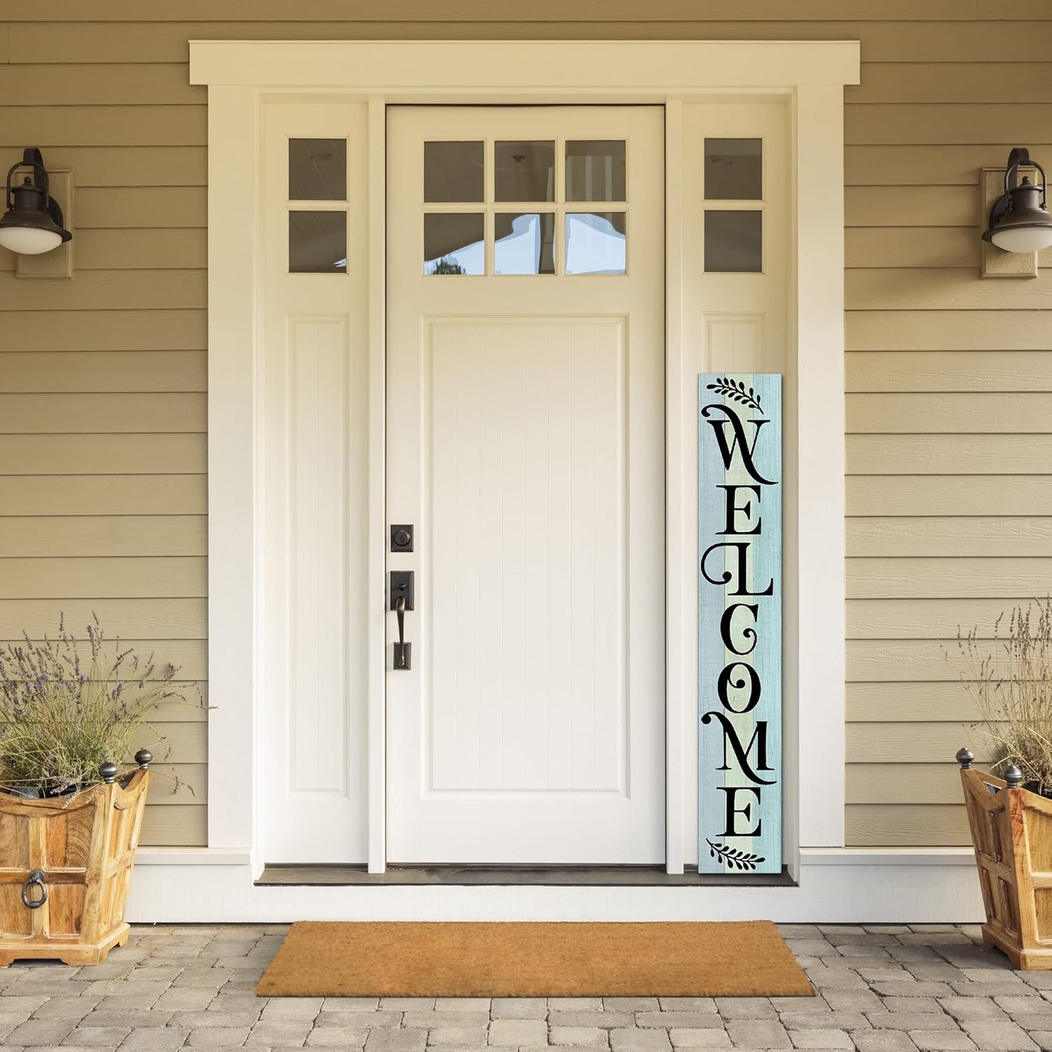 Welcome Sign for Front Door, 8x48 Inches Vertical Welcome Sign for Front Porch Standing Welcome Porch Decor, Farmhouse Porch Decor