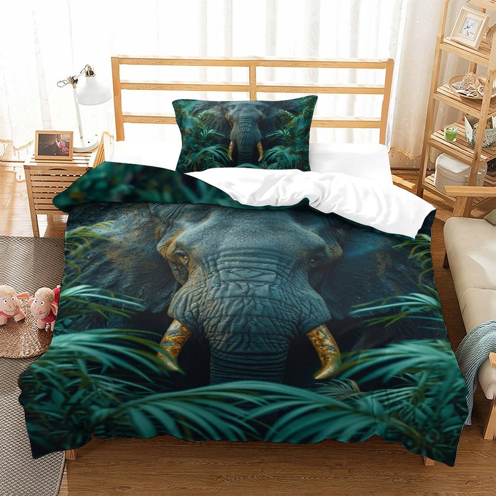 Housses de couettes jungle 3D en microfibre respirante 135x200cm