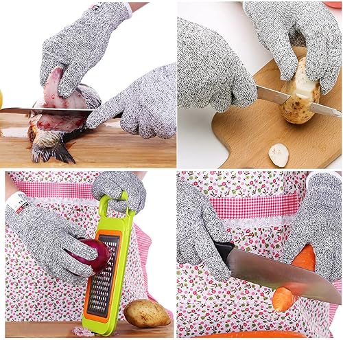 Miniatura 7 de 1 par de protectores de brazo resistentes a los cortes + 1 par de guantes a prueba de cortes, juego de guantes y mangas elásticos de protección de