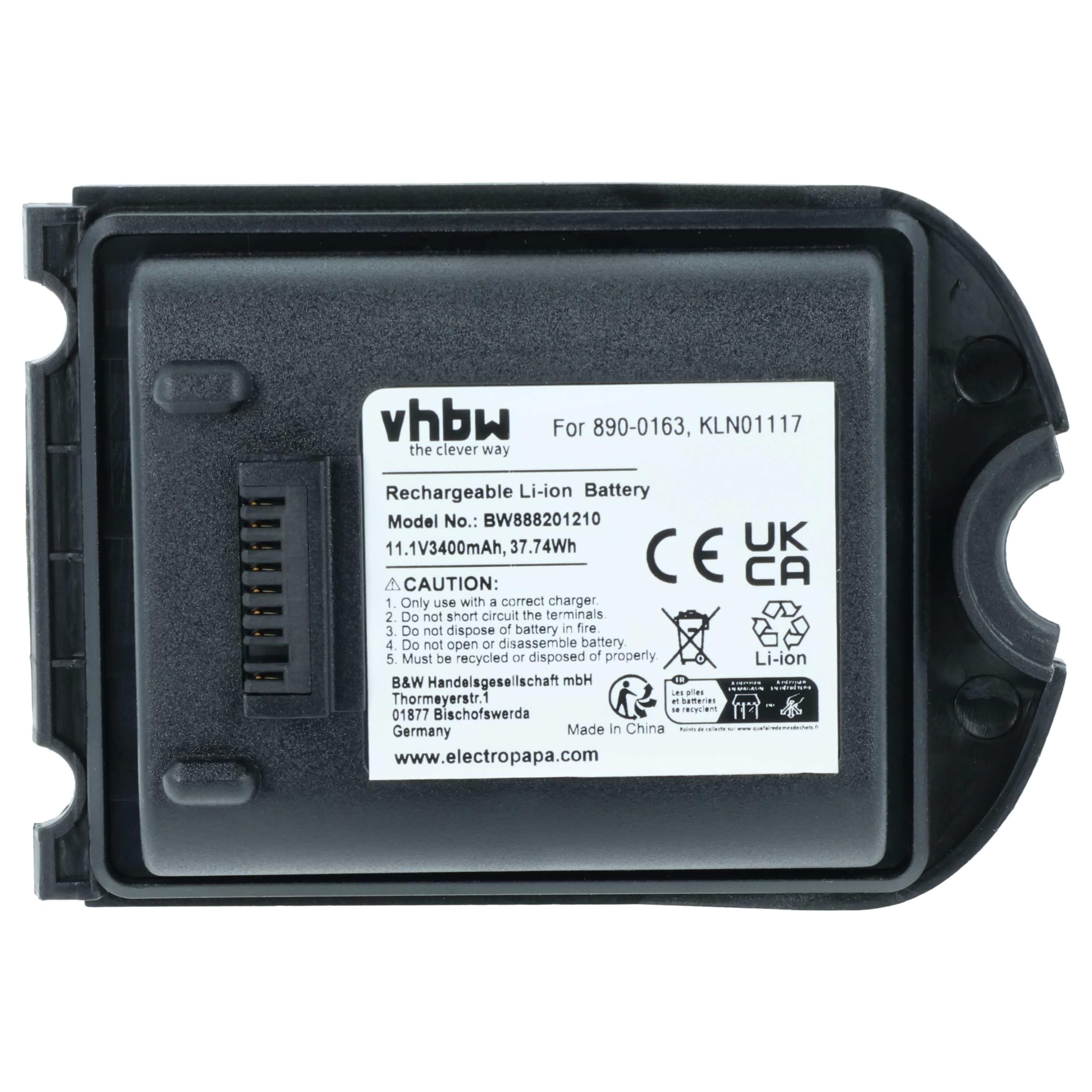 vhbw batteria compatibile con Trimble TSC3 data collector, dispositivo di misurazione (3400mAh, 11,1V, Li-Ion)