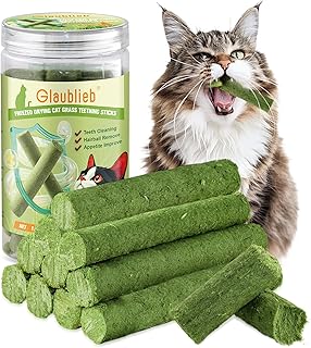 Katzengras Snack, Katzengras Sticks Natürlich Getrocknet Snacks für Katzen für Haarballenentfernung und Zahnpflege, Katzenminze, Cat Grass Stick (50g) product image