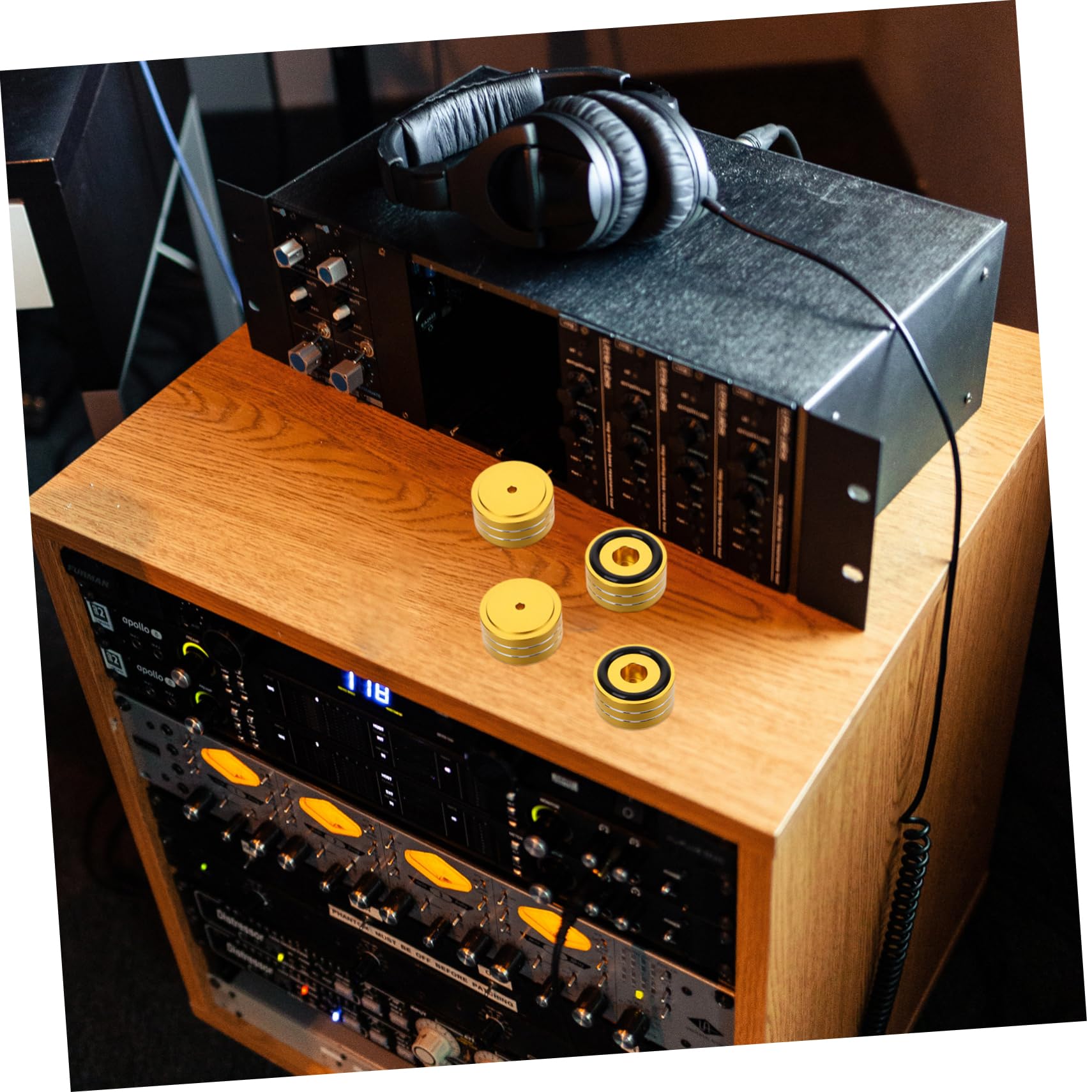 GAROZATION 4 Sets Speaker Feet Pads with Non Slip Rings 40mm x 20mm Speaker Protector for Enhanced Stability and Vibration Isolation