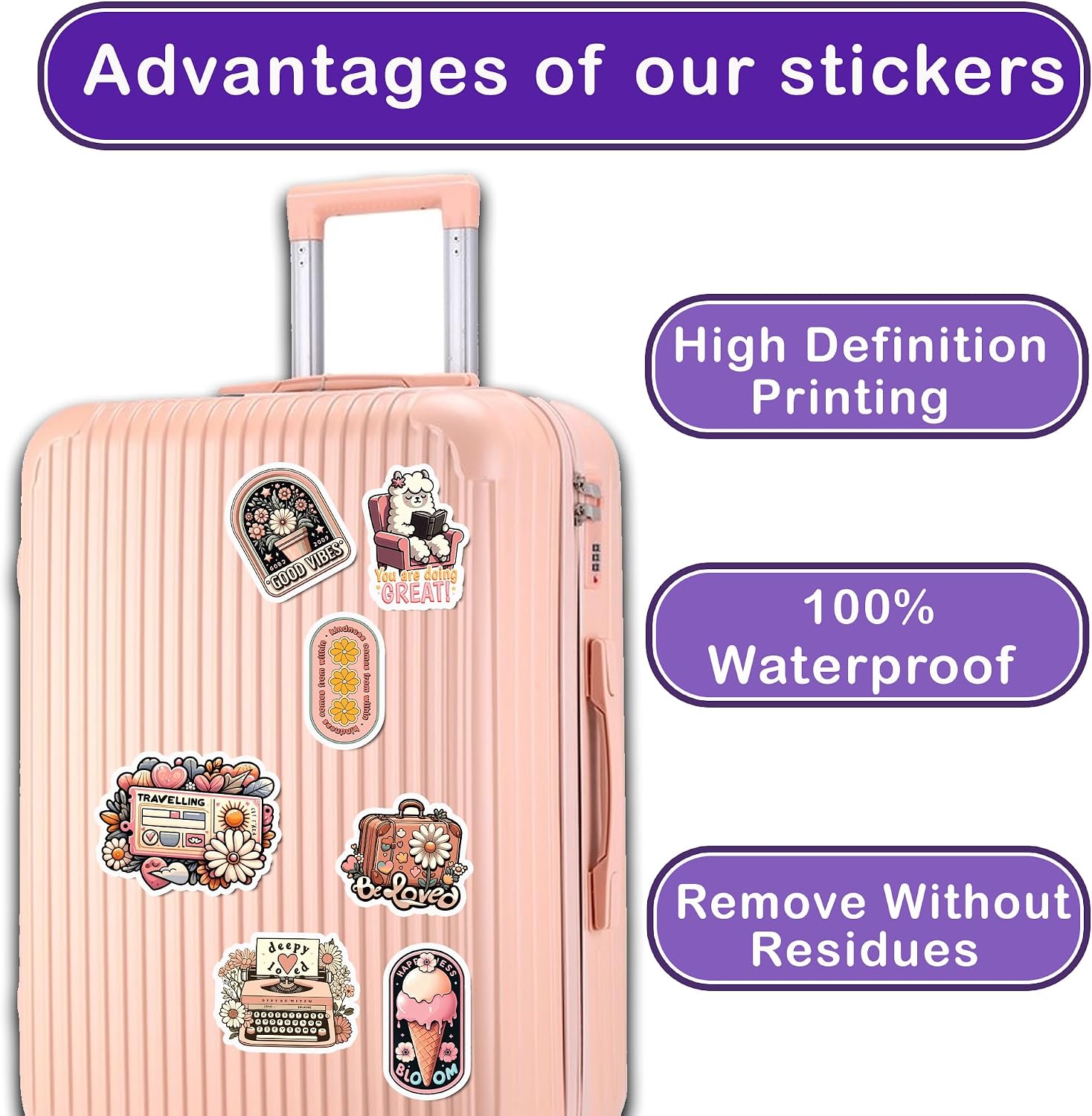 Pack 50 Pcs Vintage Inspirational Stickers Boho Motivational Aesthetic Positive Retro Decal Vinyl Waterproof for Women Adults Kids Teen Decor Laptop Hydro Flask Scrapbook image 4