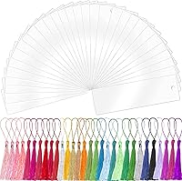 Vista 8 de BetterJonny Juego de 30 marcapáginas de acrílico transparente con 36 borlas – Marcadores de libros rectangulares sin terminar para proyectos